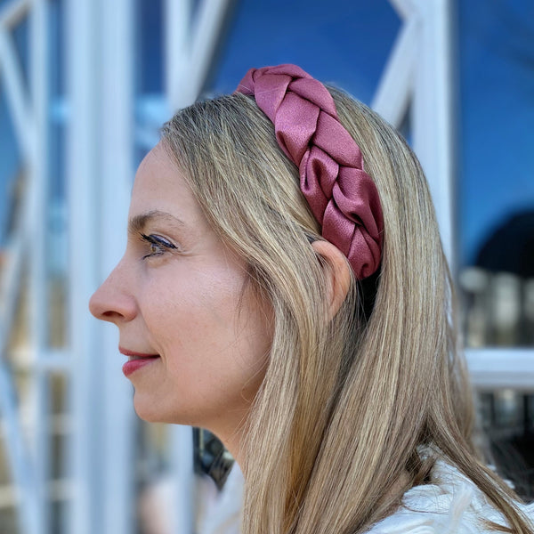 QueenMee Pink Headband Braided