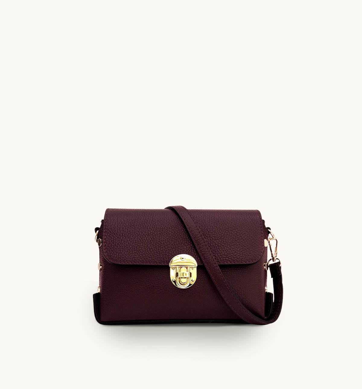 Apatchy London The Bloxsome Burgundy Leather Crossbody Bag With Gold Chain Strap