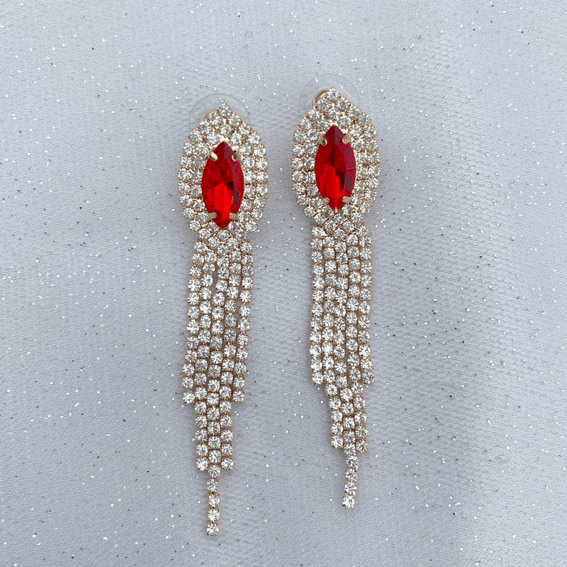 QueenMee Red Earrings Diamante Earrings