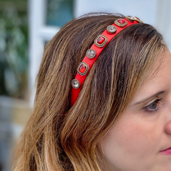 QueenMee Red Headband Red Hair Band Vintage Headband