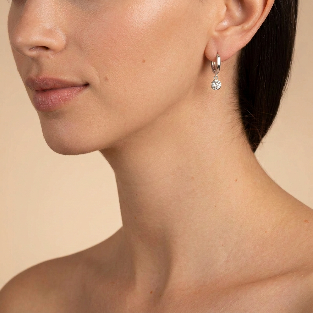Renate Silver Huggie Earrings