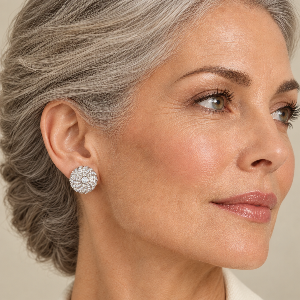 Rimon Silver Clip On Earrings
