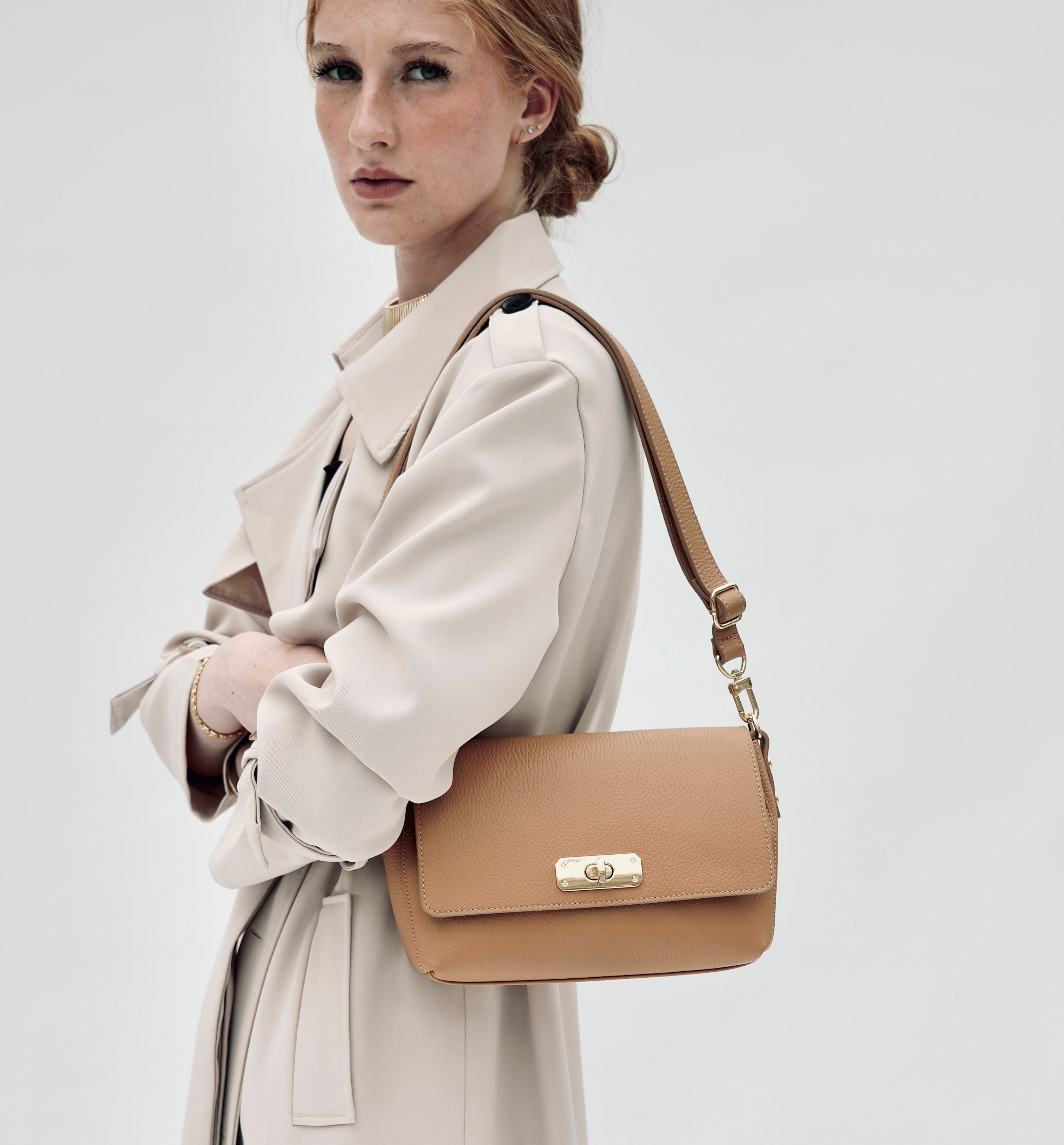 Apatchy London The Maisie Midi Sand Leather Bag