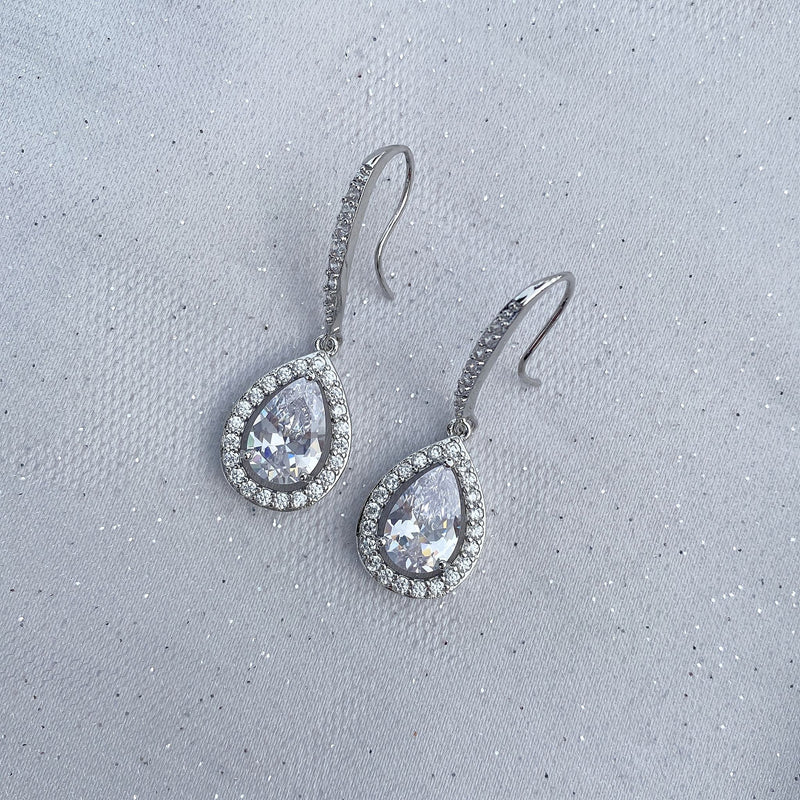 QueenMee Long Drop Earrings Diamante Earrings