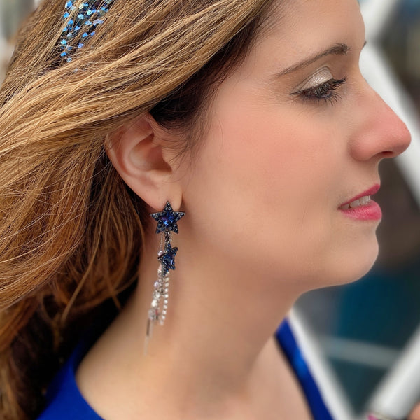 QueenMee Star Earrings Navy Blue Earrings