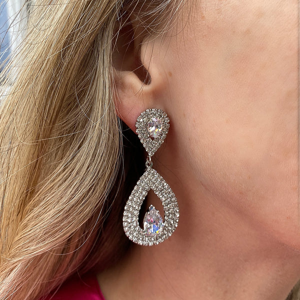 QueenMee Statement Earrings Crystal Earrings Teardrop