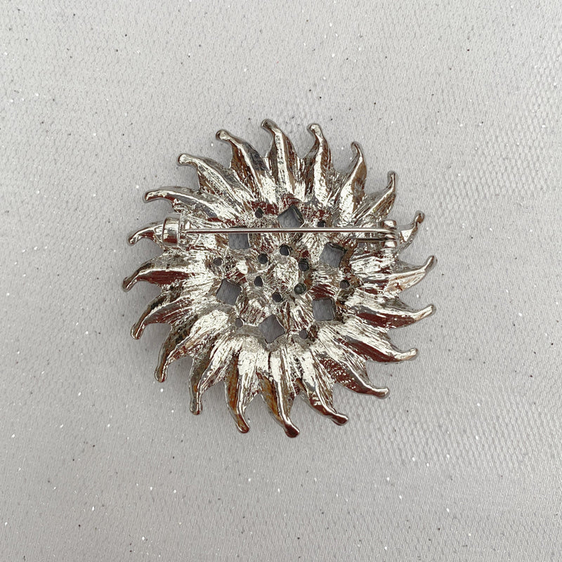 QueenMee Sunflower Brooch with Pearl and Crystal in Silver or Gold