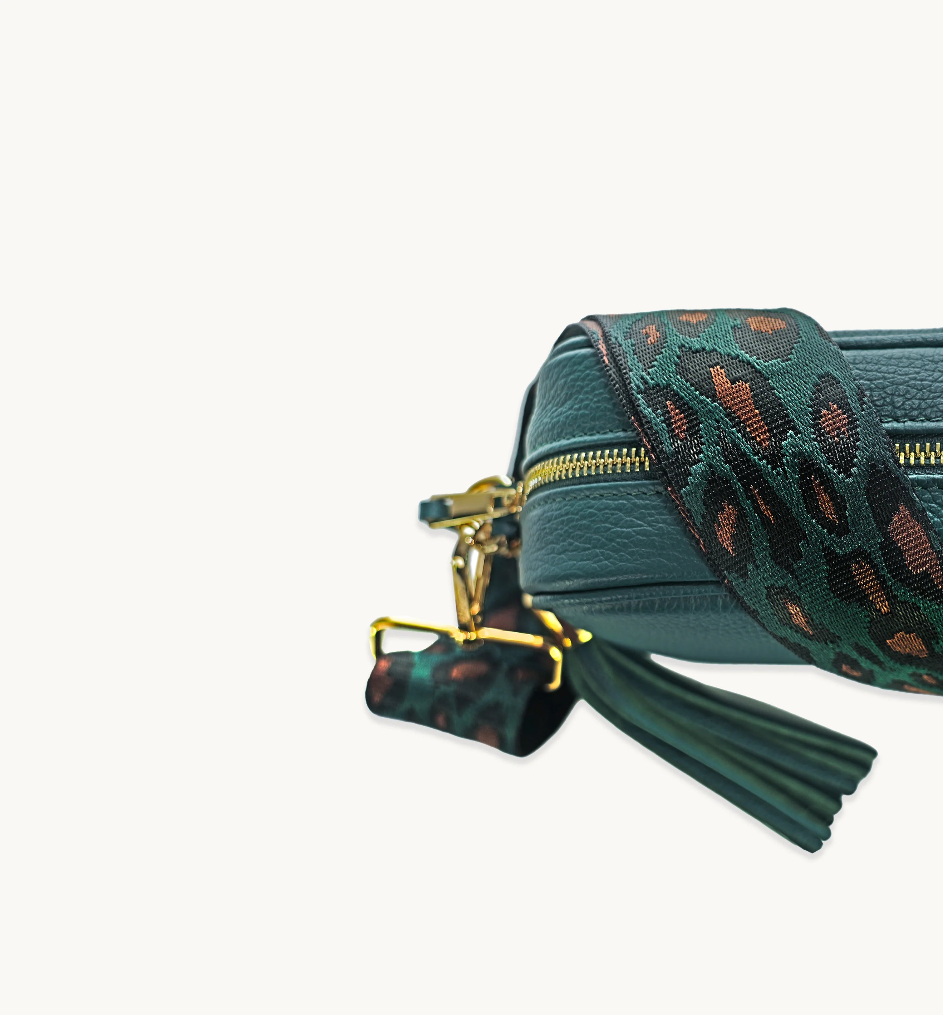 Apatchy London The Tassel Teal Leather Crossbody Bag With Teal Cheetah Strap
