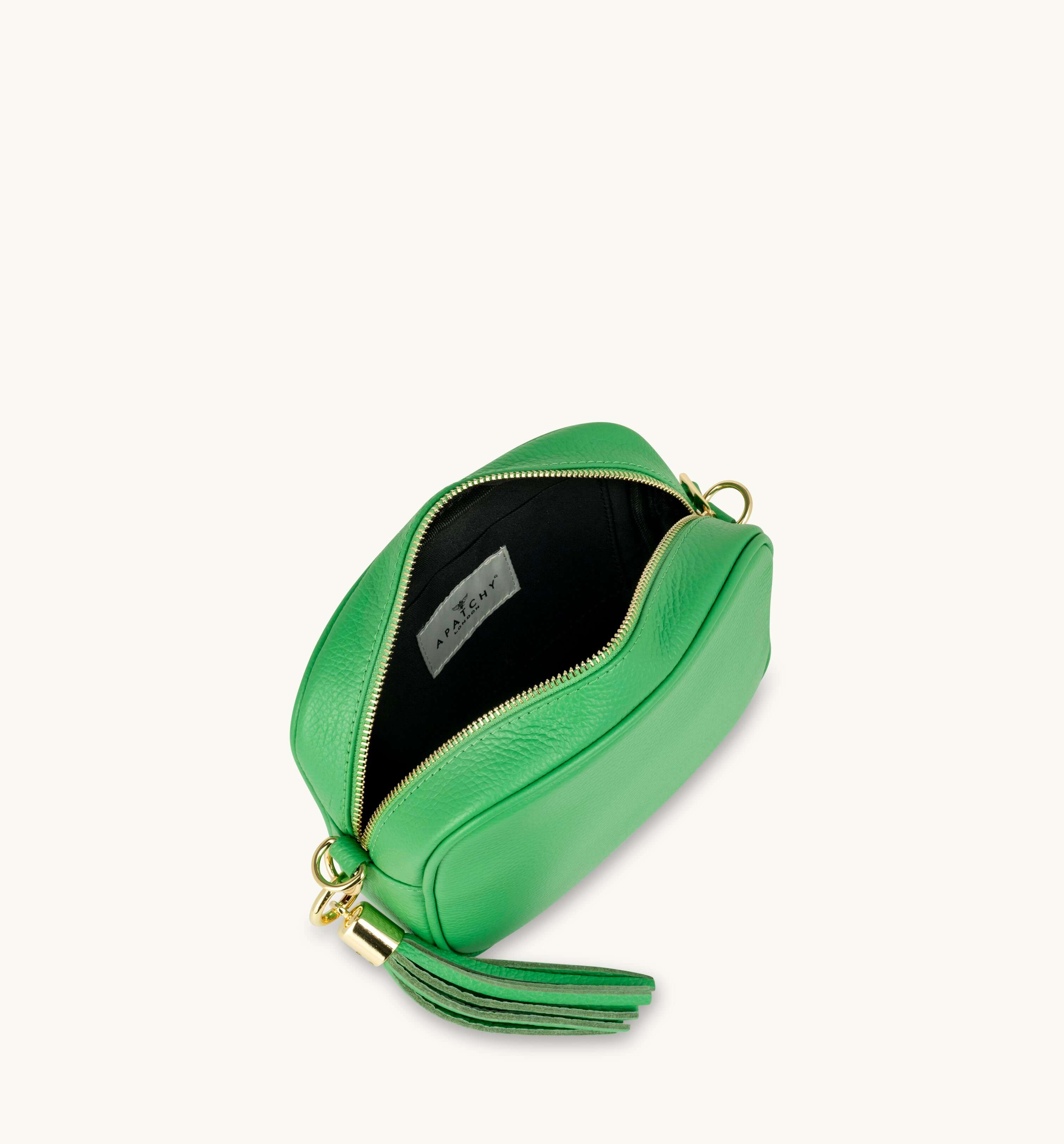 Apatchy London The Tassel Bottega Leather Crossbody Bag With Gold Chain Strap