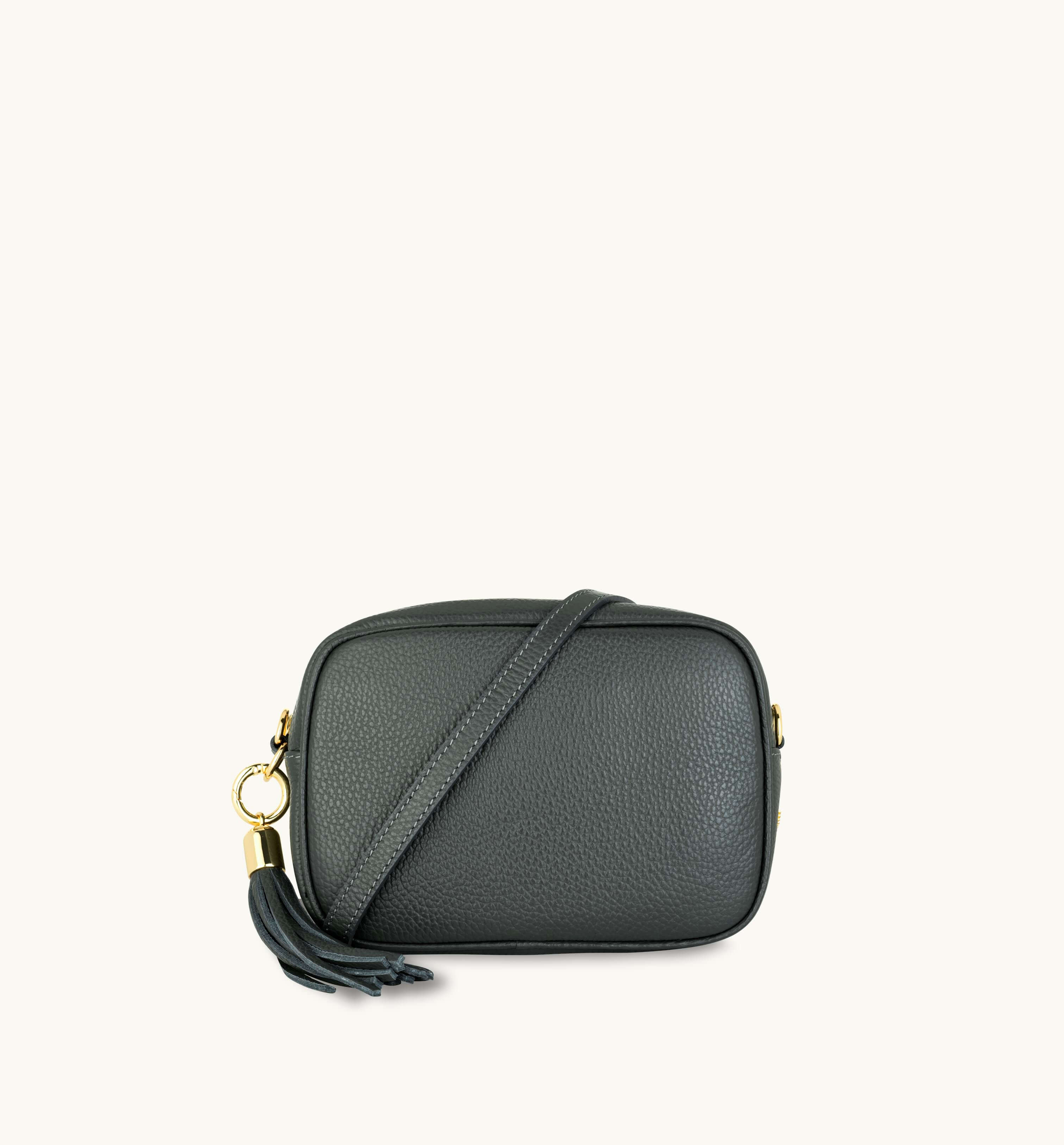 Apatchy London The Tassel Dark Grey Leather Crossbody Bag