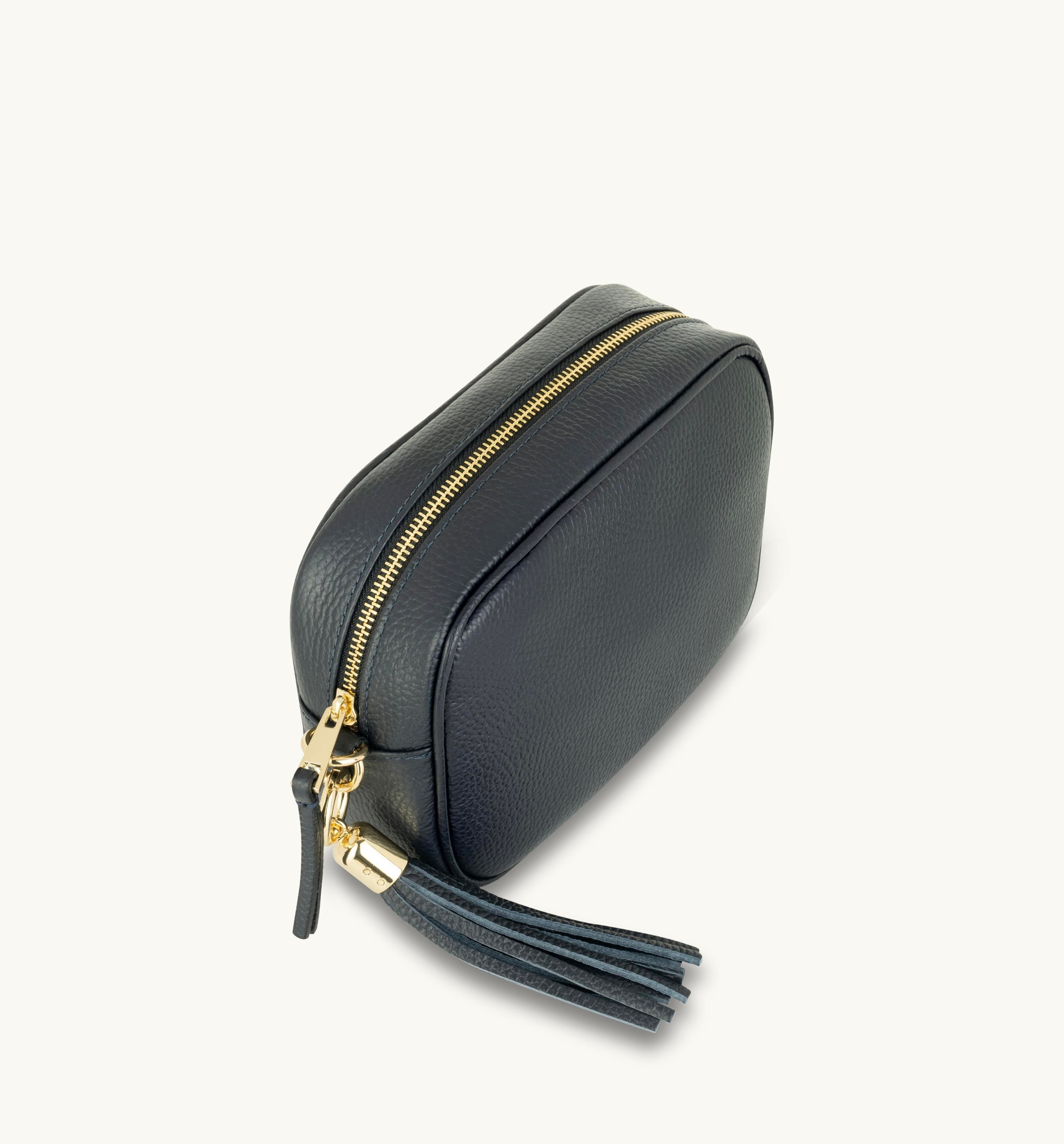Apatchy London The Tassel Navy Leather Crossbody Bag