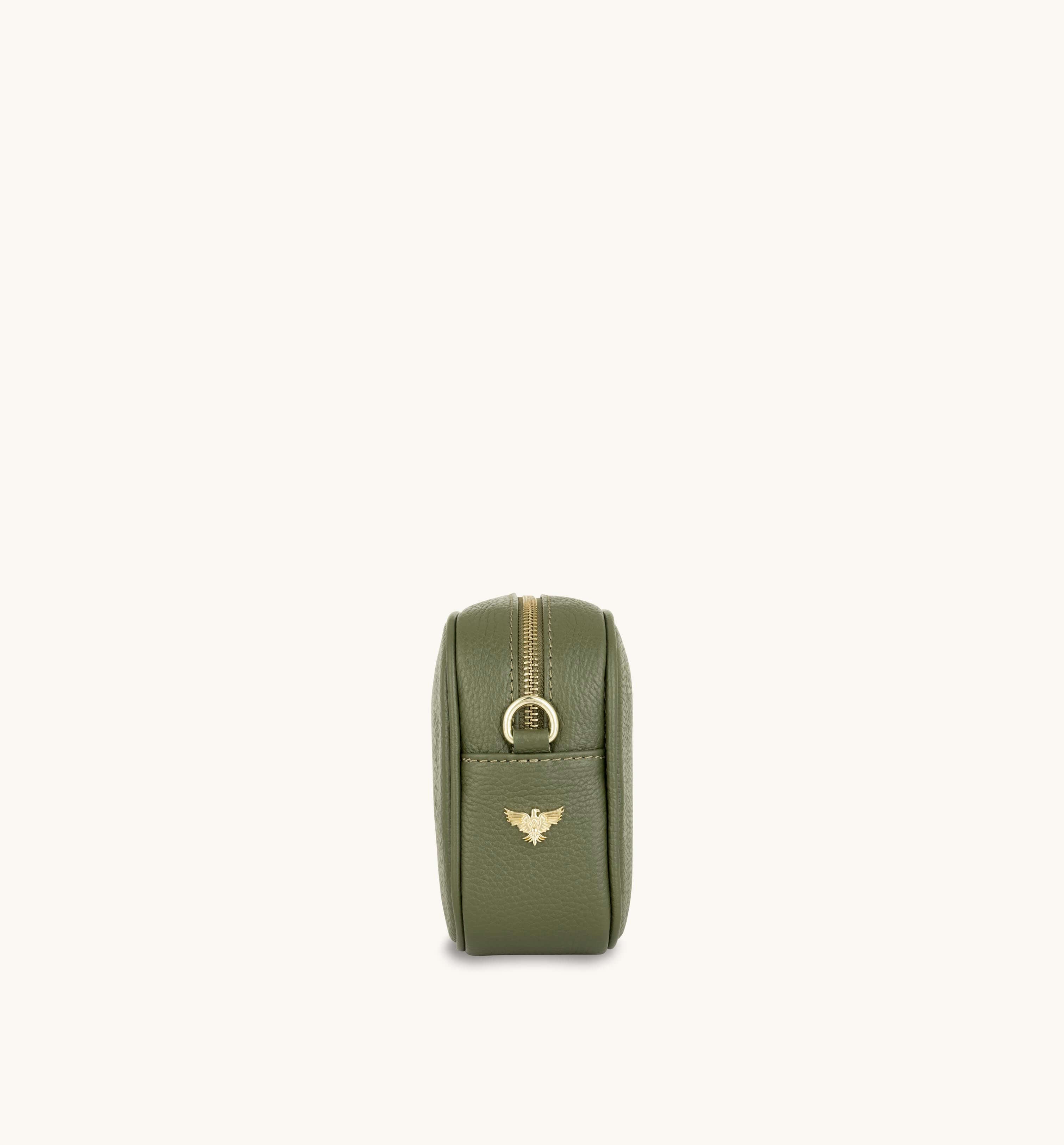 Apatchy London The Tassel Olive Green Leather Crossbody Bag With Olive Green Cheetah Strap