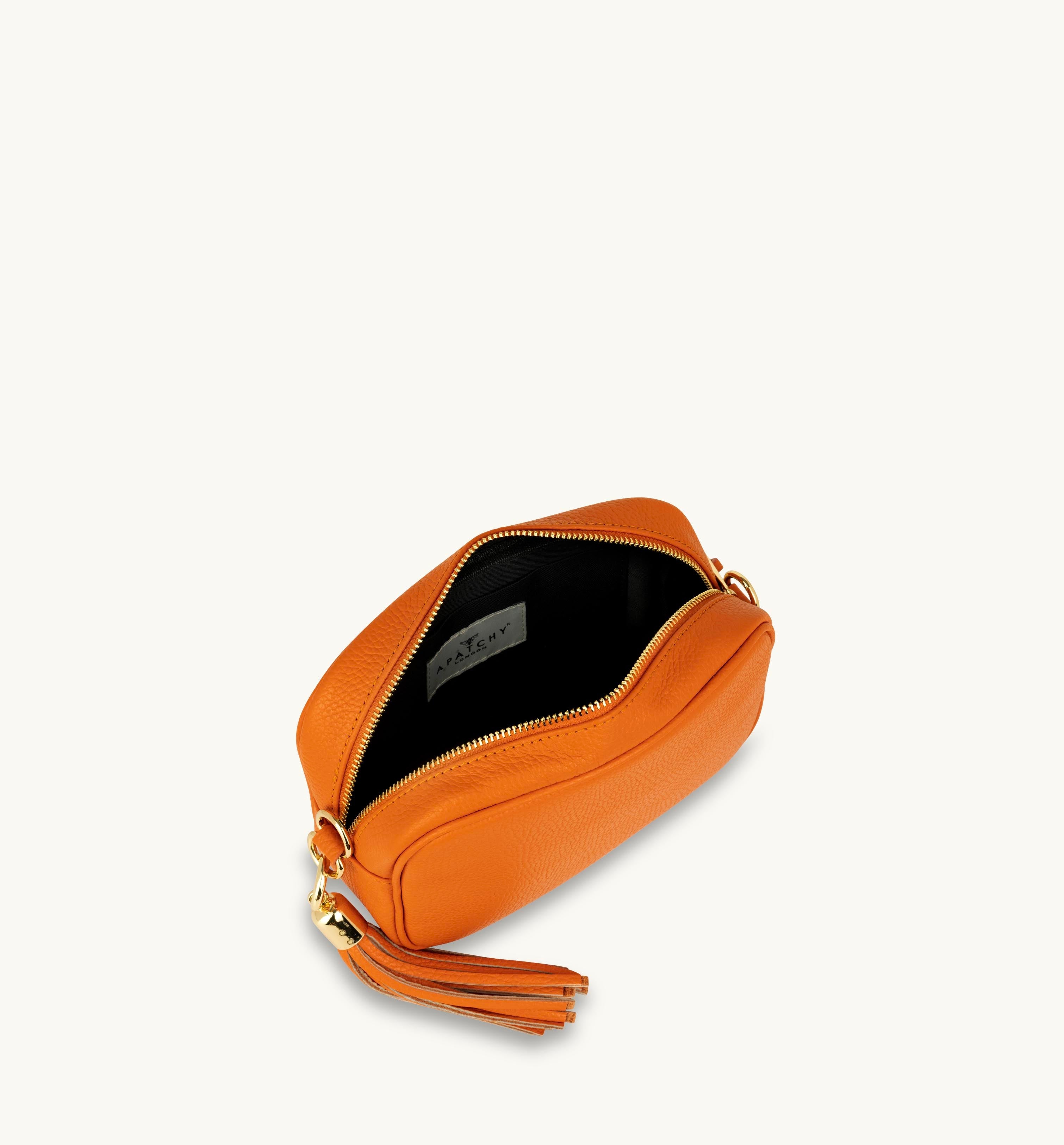 Apatchy London The Tassel Orange Leather Crossbody Bag