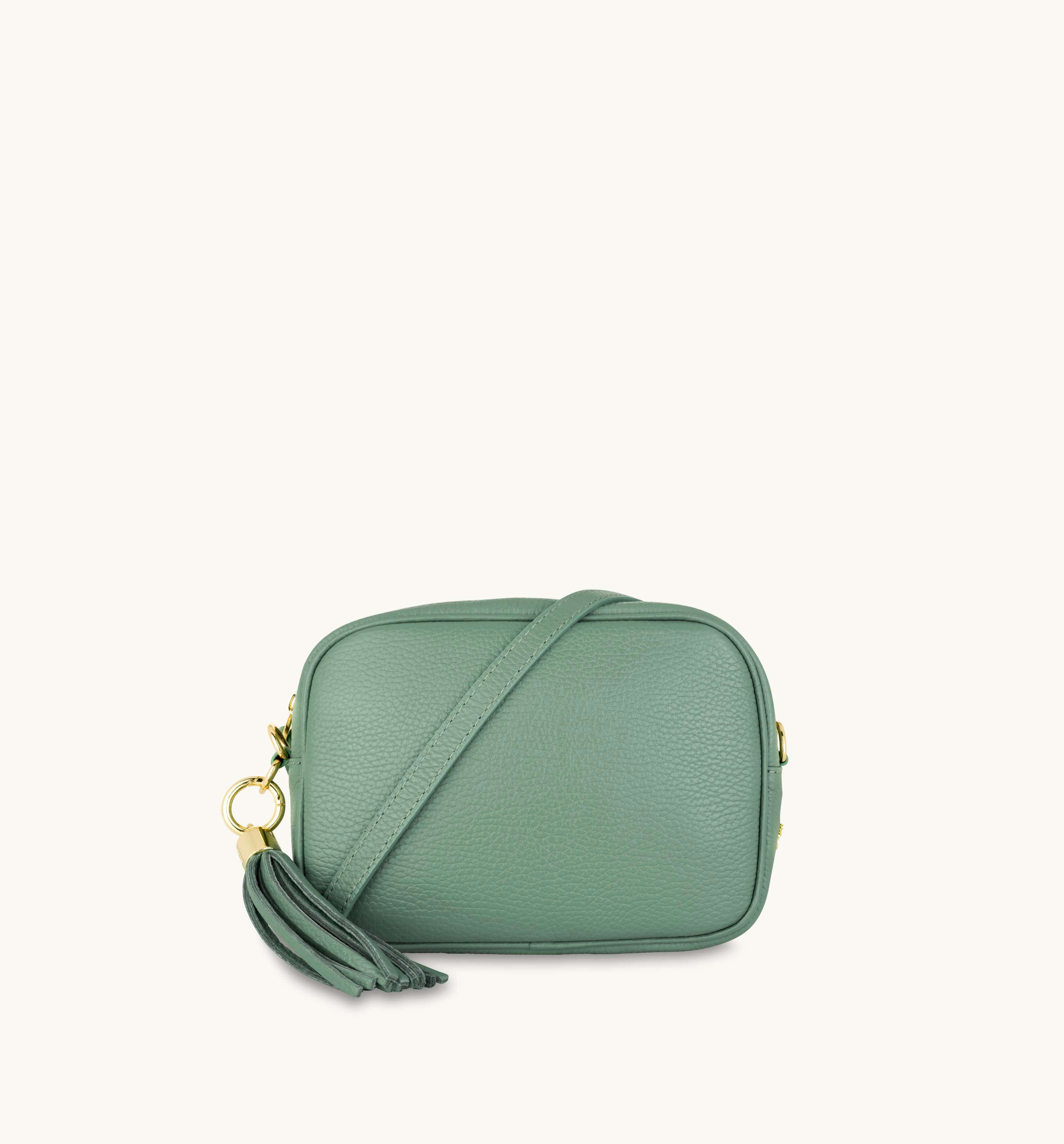 Apatchy London The Tassel Pistachio Leather Crossbody Bag