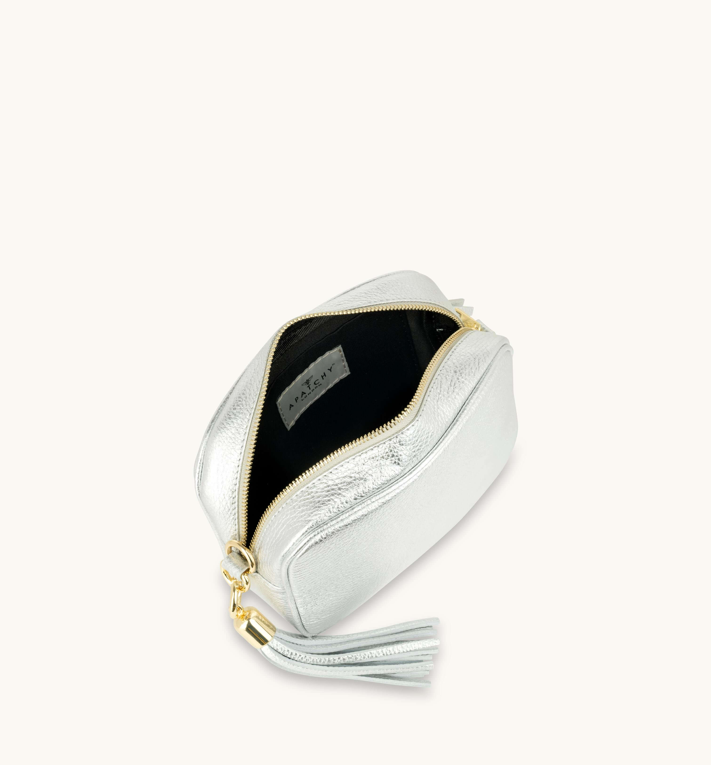 Apatchy London The Tassel Leather Crossbody Bag With Black & Chevron Strap