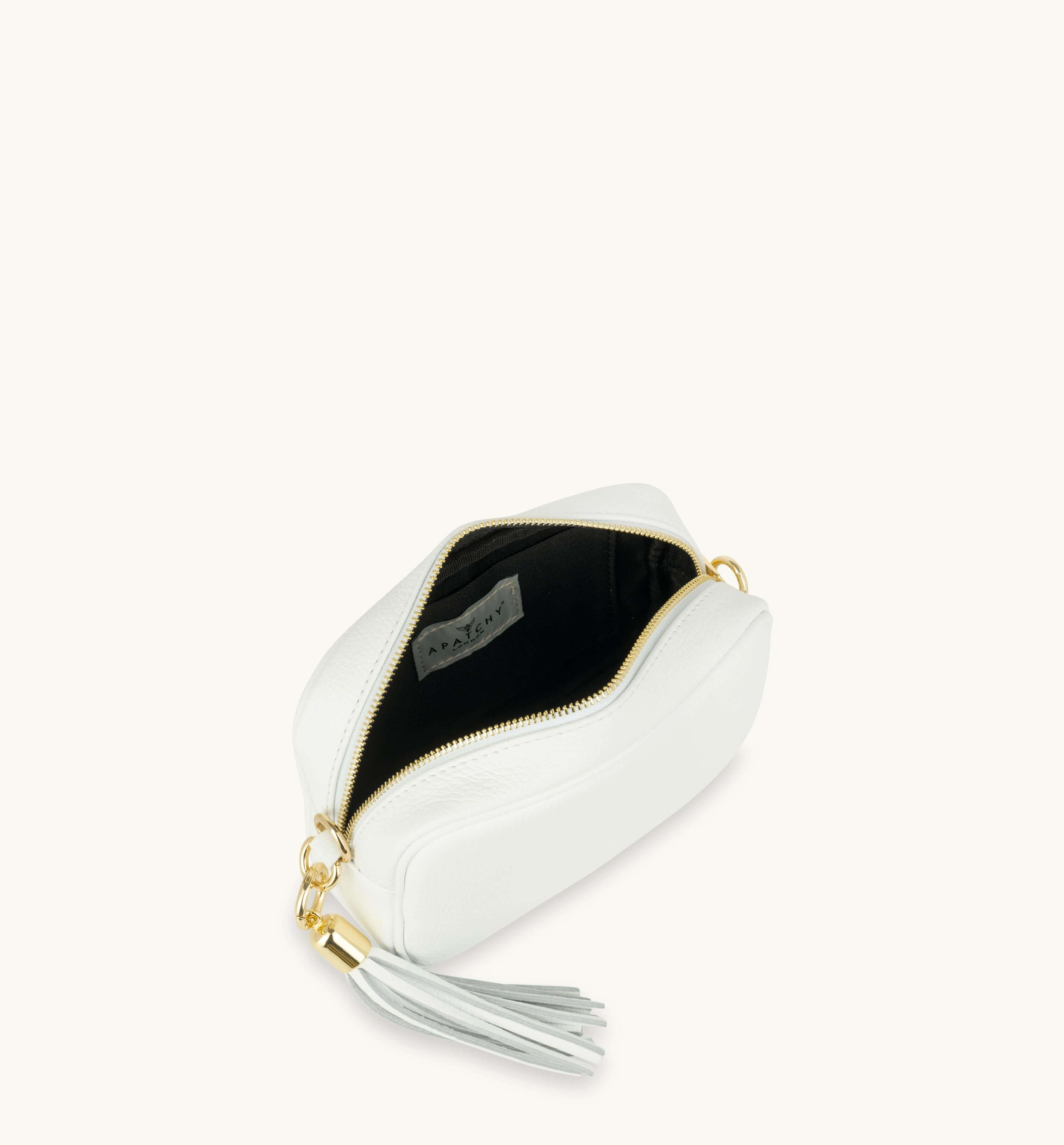 Apatchy London The Tassel Leather Crossbody Bag With Gold Chain Strap