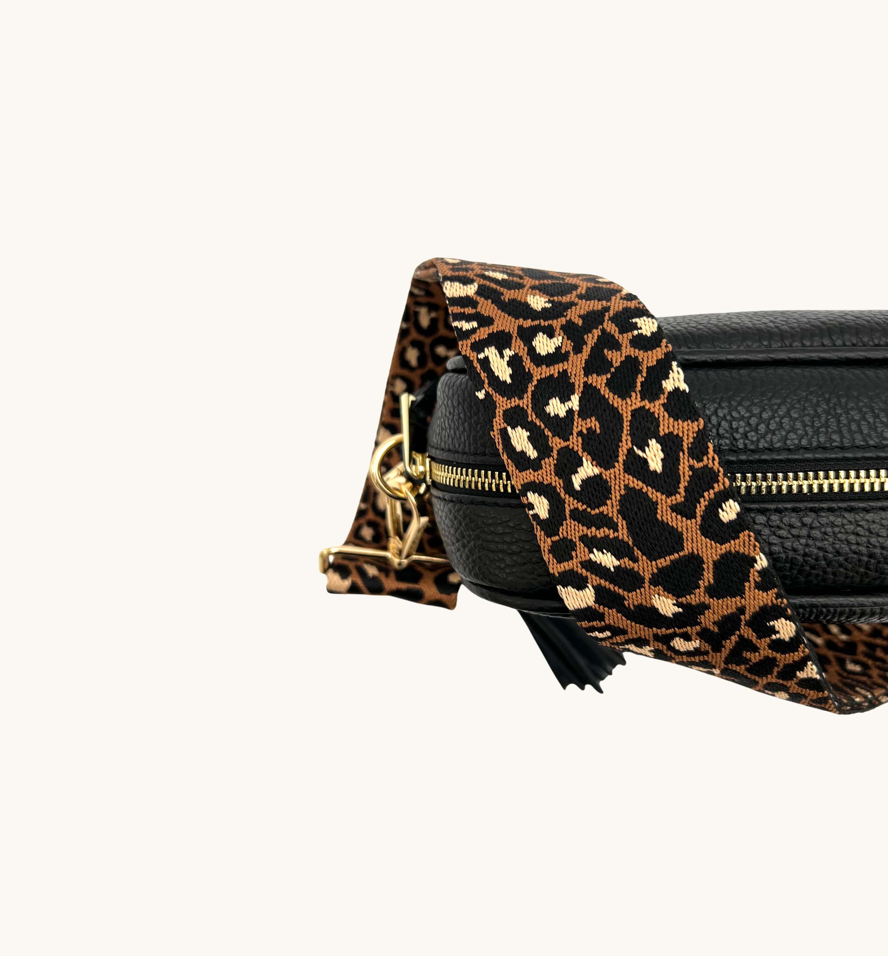 Apatchy London The Tassel Leather Crossbody Bag With Tan Cheetah Strap