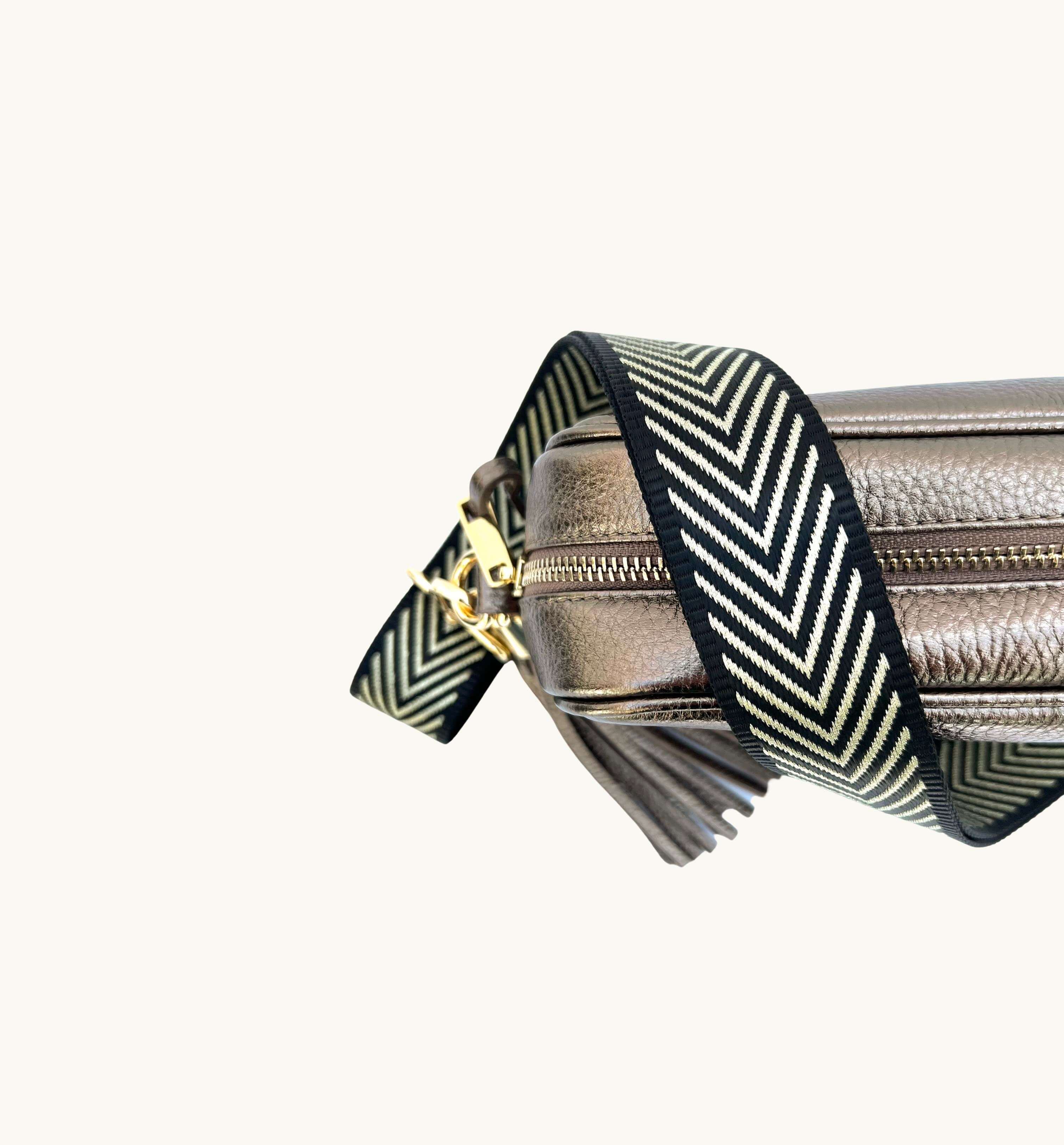 Apatchy London Black And Gold Chevron Strap