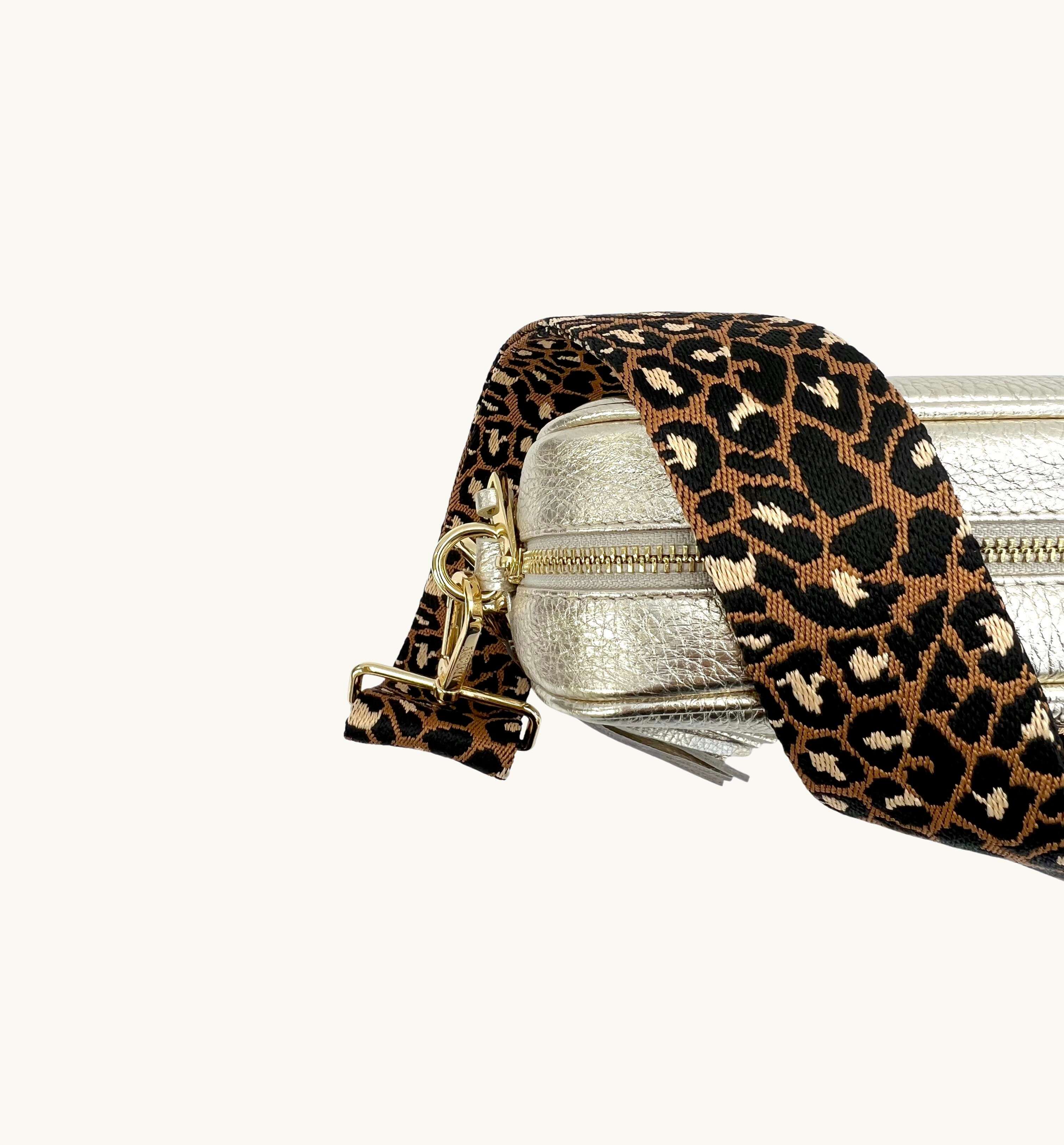 Apatchy London The Tassel Leather Crossbody Bag With Tan Cheetah Strap