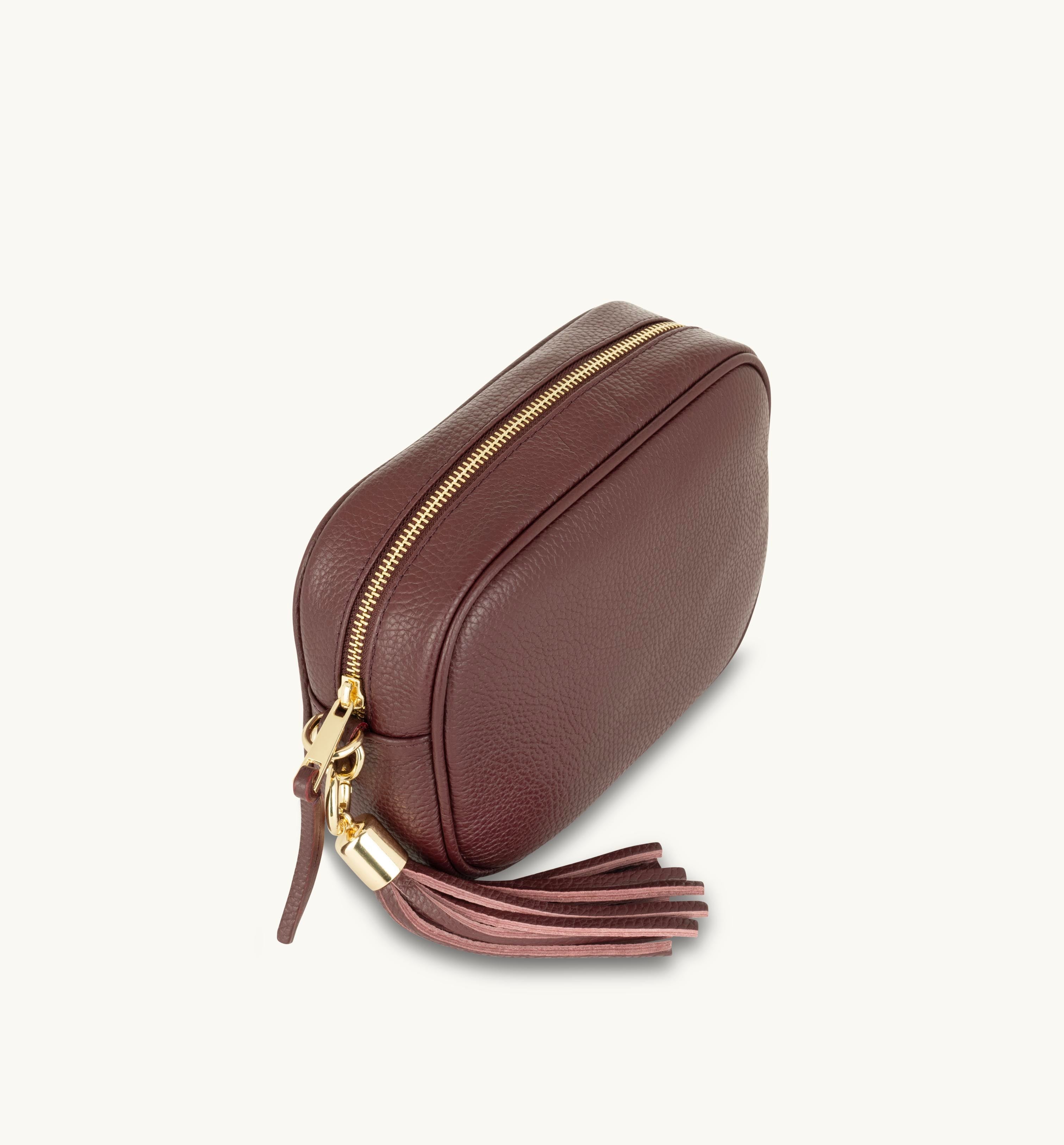 Apatchy London The Tassel Burgundy Leather Crossbody Bag