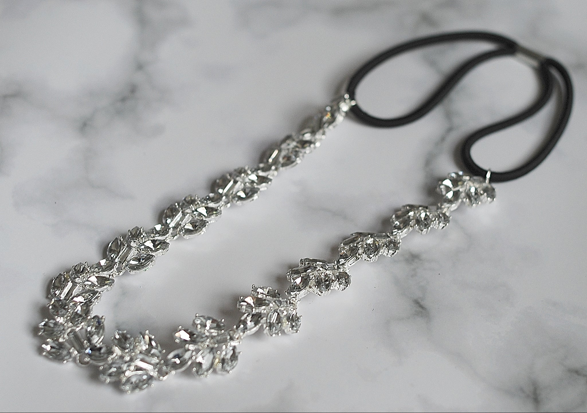 QueenMee Vintage Headband in Crystal Elasticated