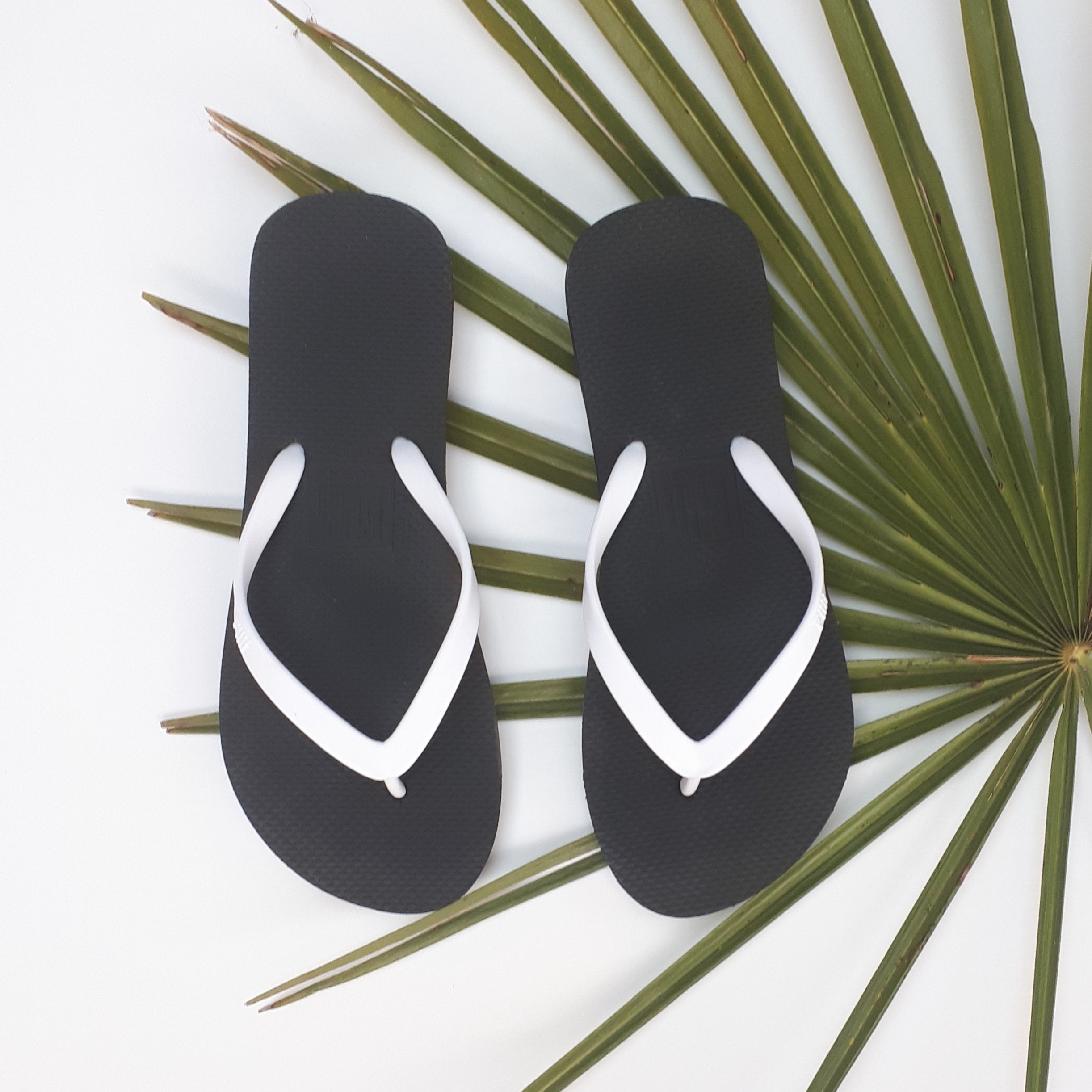 Filli London Naked Flip Flops - White on Black