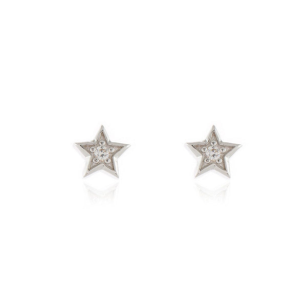 Cachet Luna Star stud Earrings plated in Rhodium