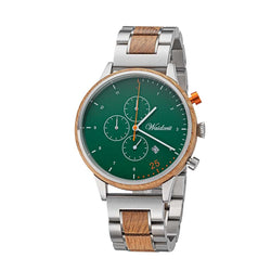 Waidzeit Chronograph Barista Verde watch with wooden strap men