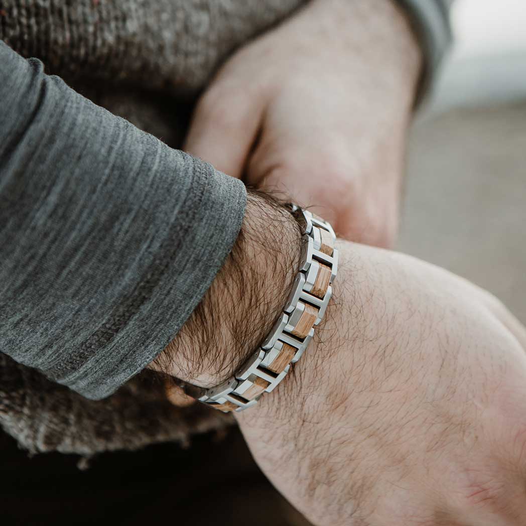 Waidzeit Element Bracelet Men Barrique & Silver