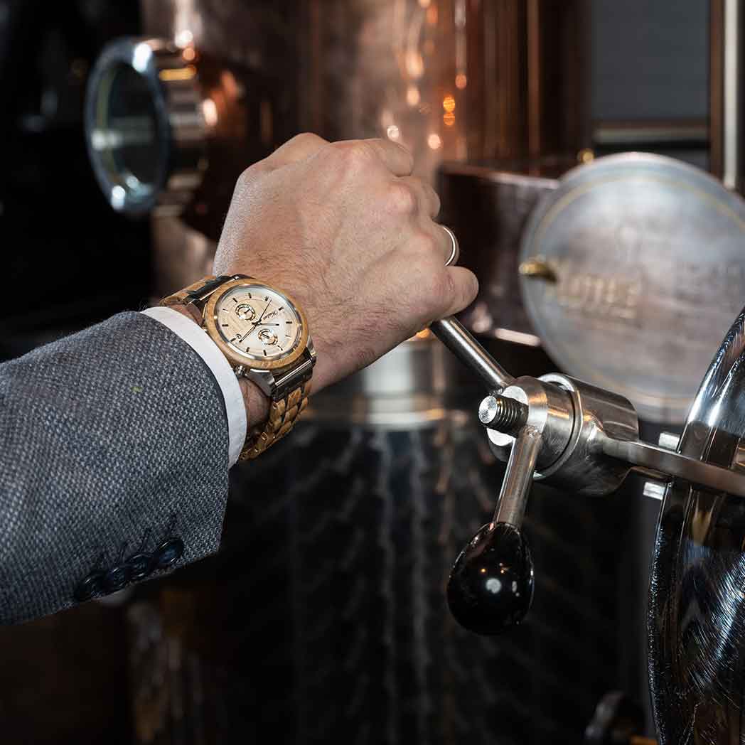 Waidzeit Chronograph Beer Silver wooden strap Men