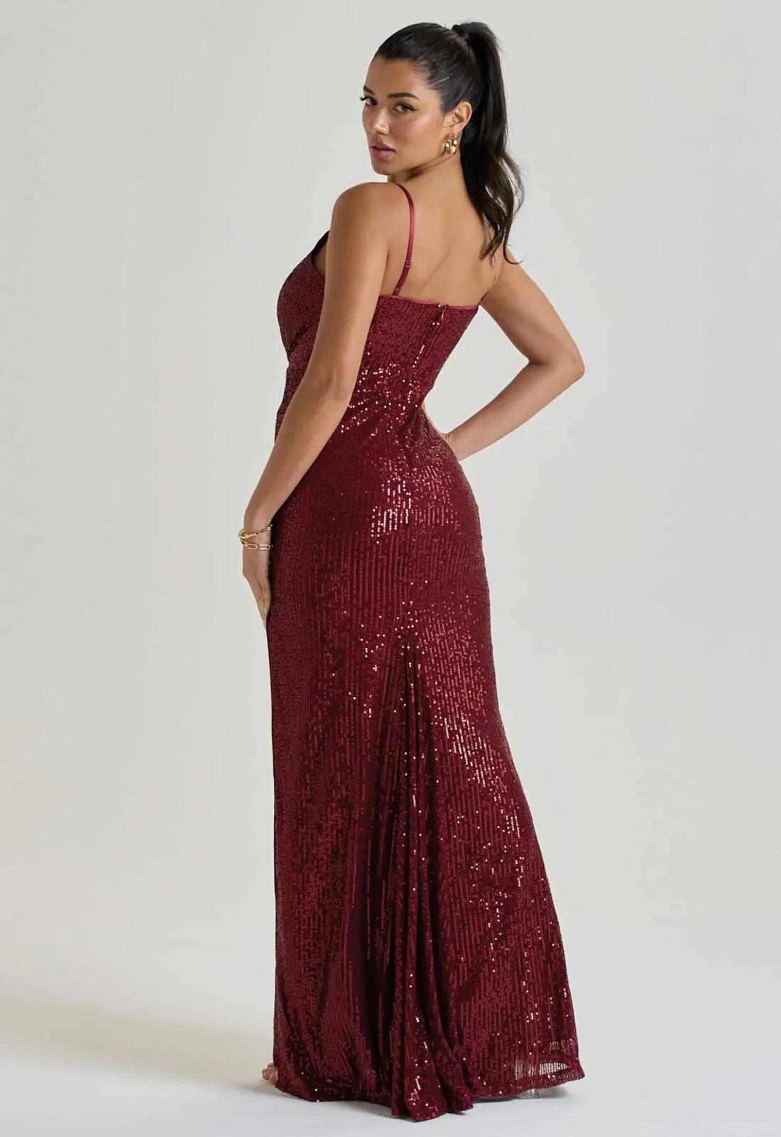 LBD Collection Burgundy Hollywood Sequin Dress