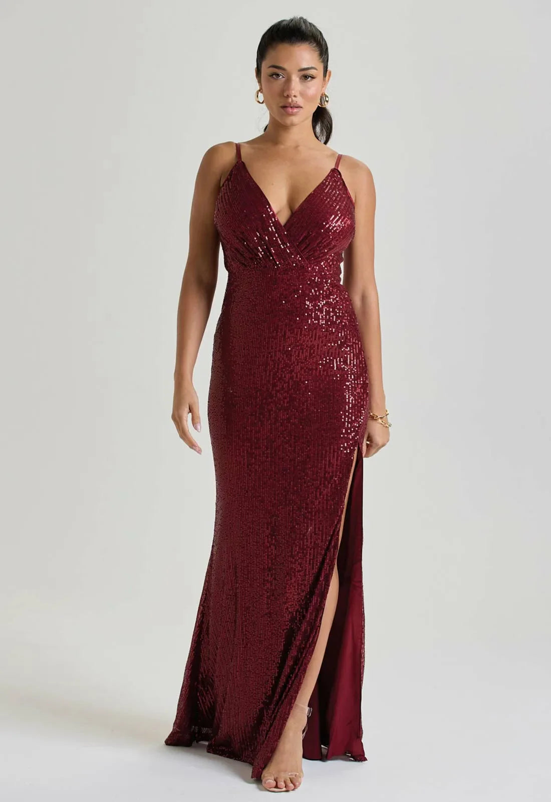 LBD Collection Burgundy Hollywood Sequin Dress