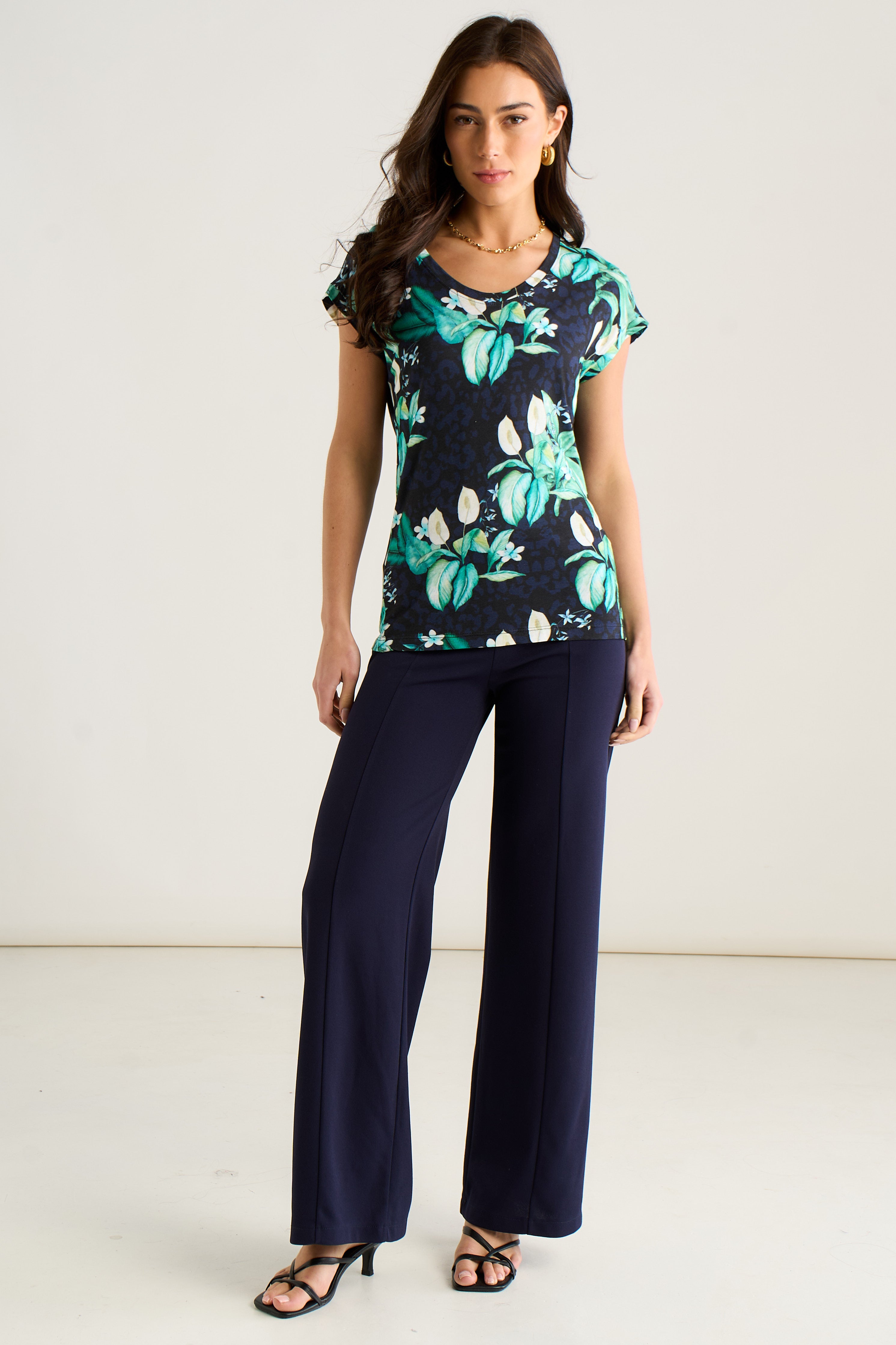 East Village Multicolour Tropical Animal Print Short Sleeve top