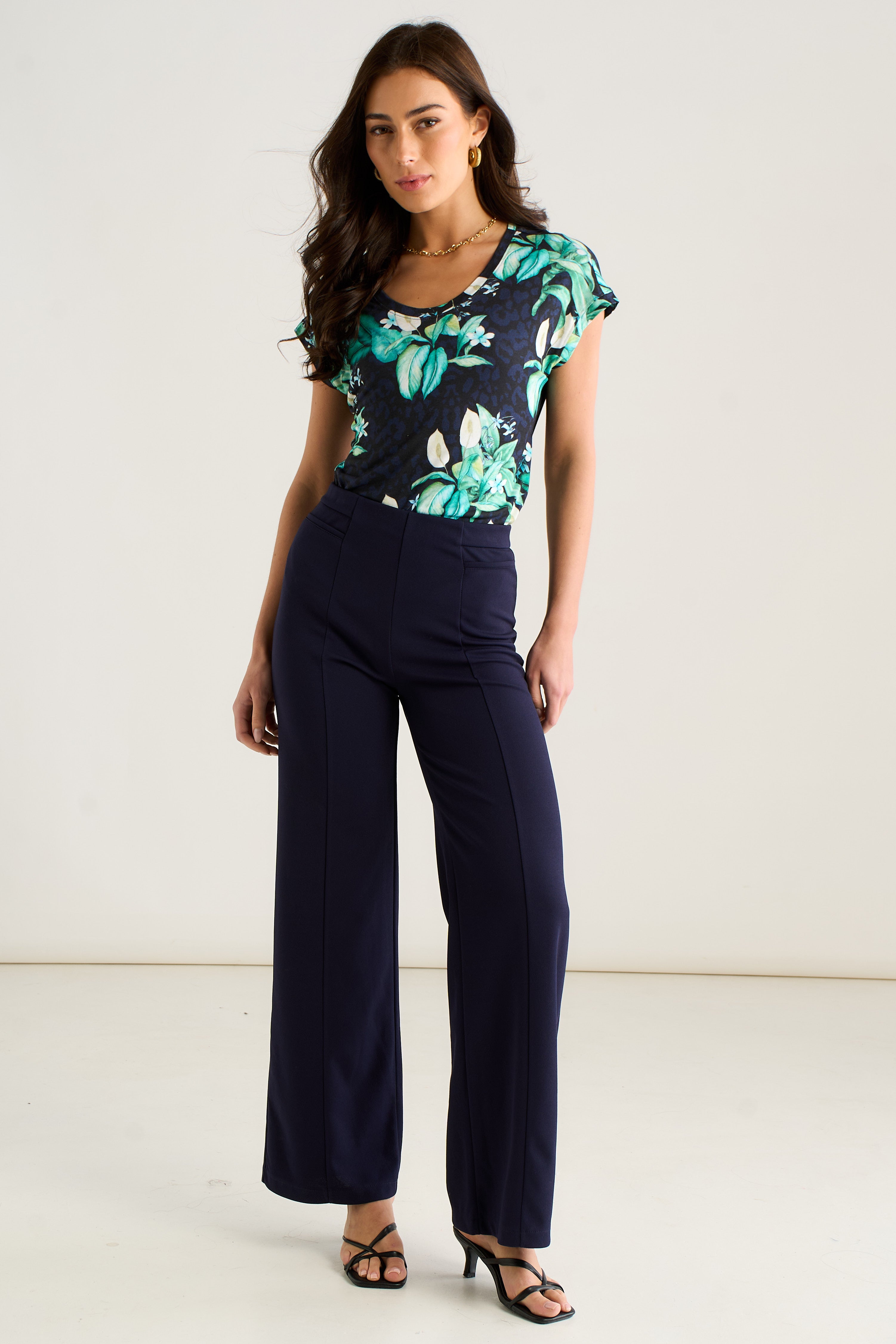 East Village Multicolour Tropical Animal Print Short Sleeve top