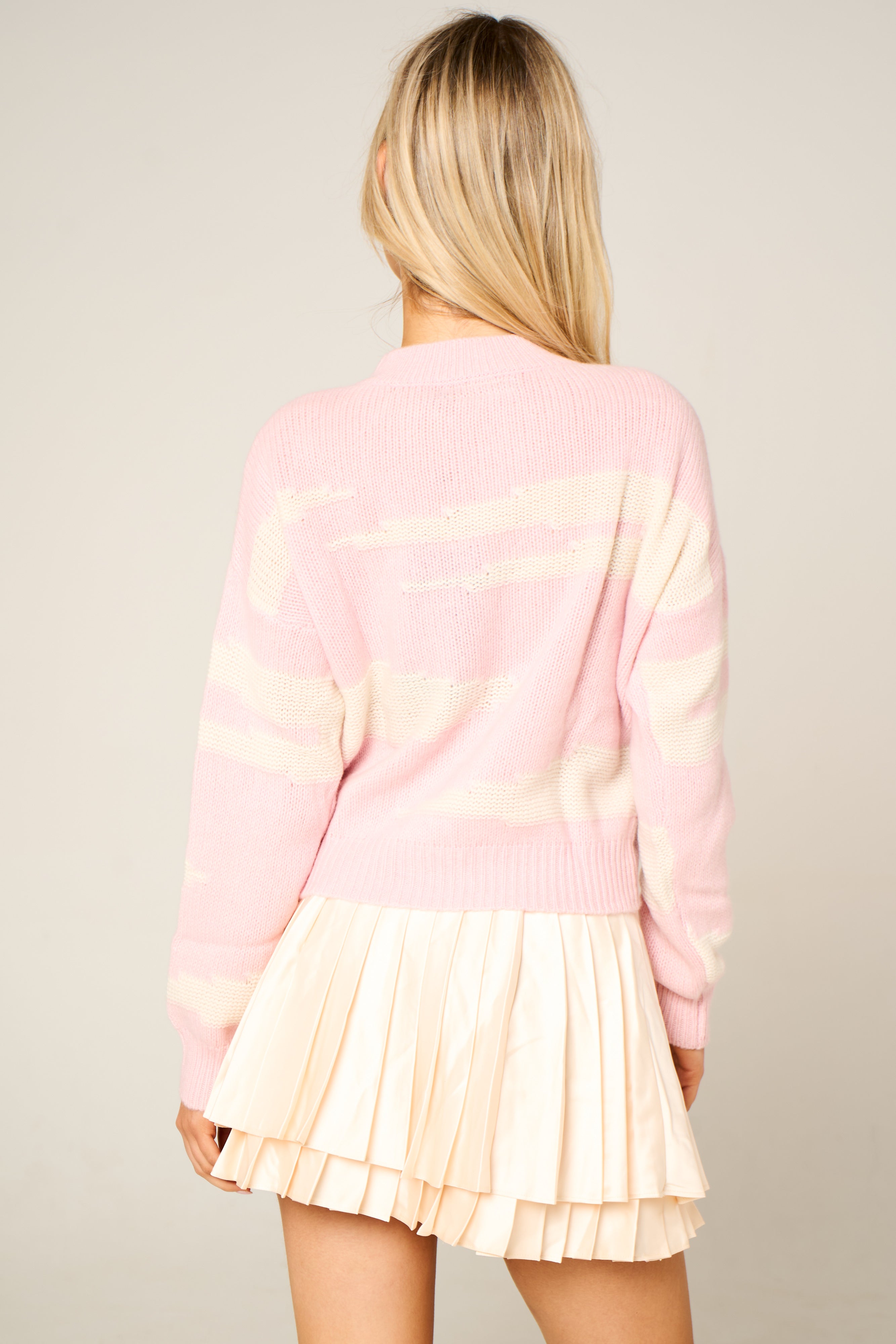 Cashmere Polo Club Zuri Ladies Round Neck Pullover Intarsia Knit - 100% Cashmere