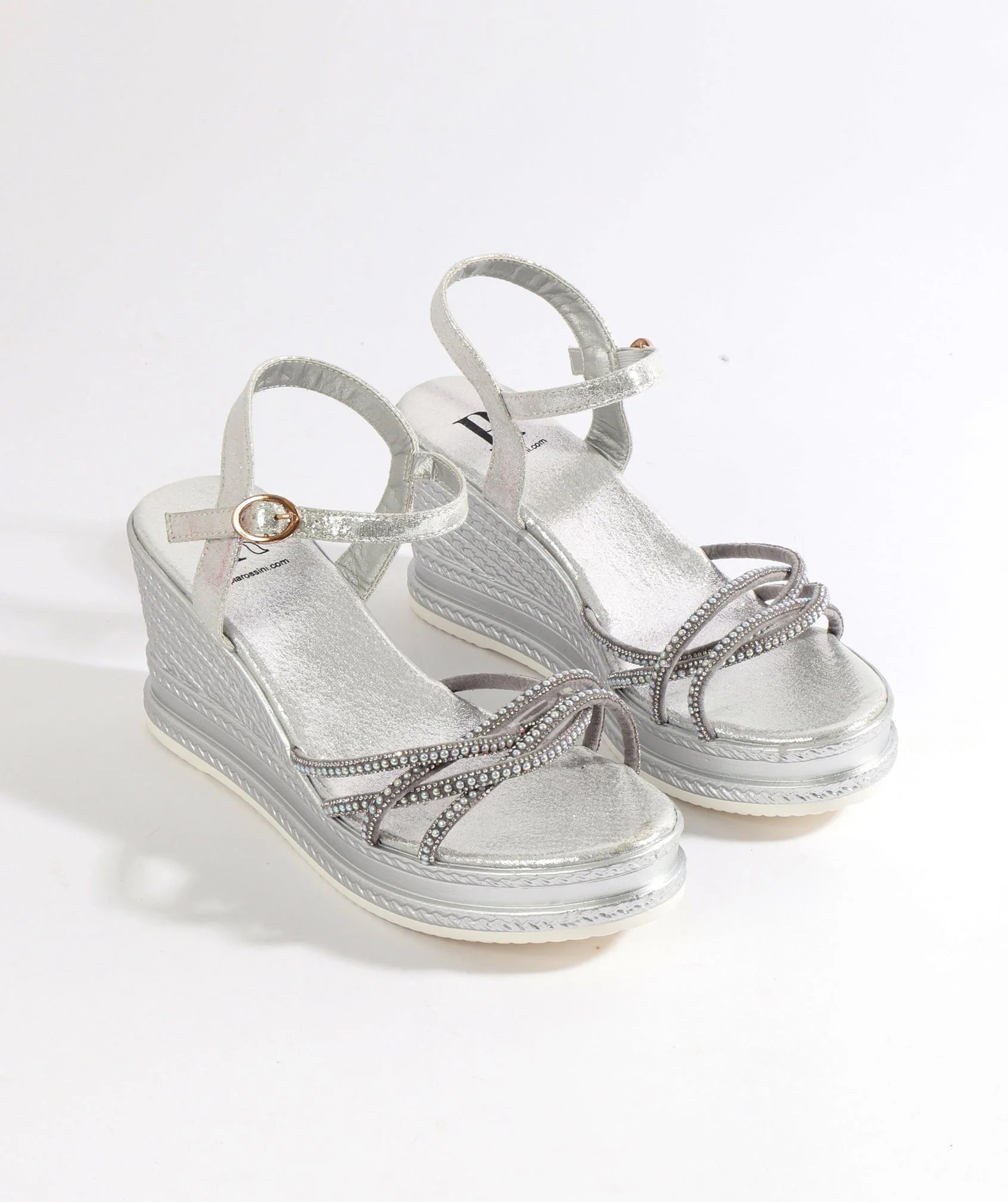 Alba -  Pearl Embellished Wedged Sole Sandals