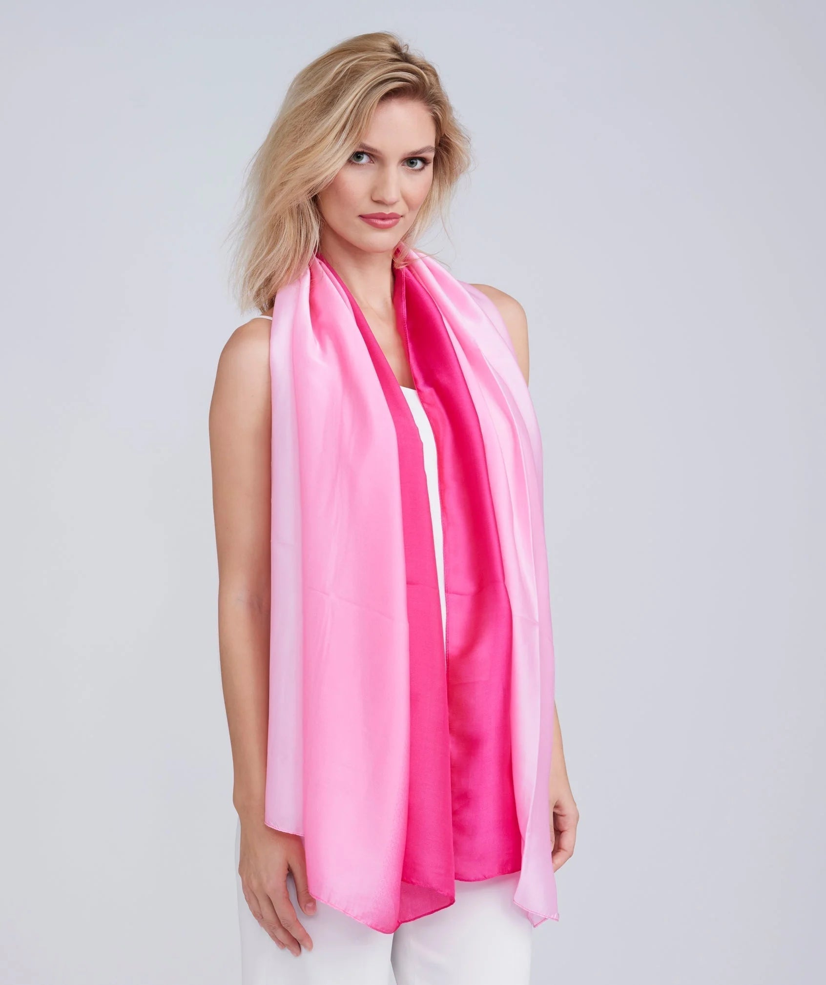 Orange Ombre Silky Scarf with Vibrant Hues