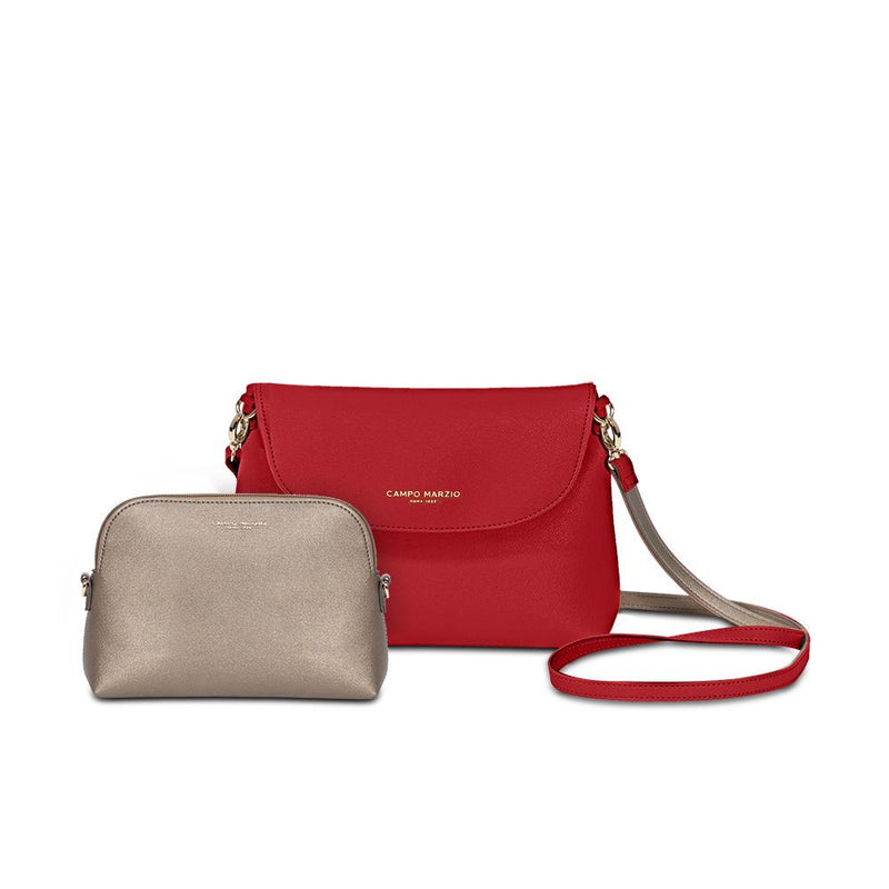 Campo Marzio Emma Crossbody Bag with Pouch - Cherry Red