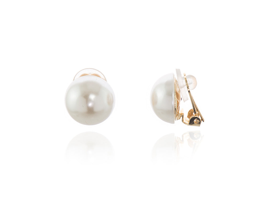 Bibi 14mm Pearl Gold Clip On Earrings