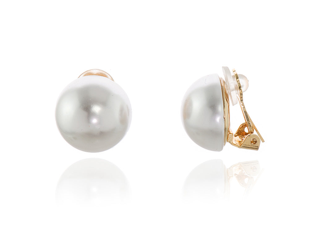 Bibi 18mm Pearl Gold Clip On Earrings