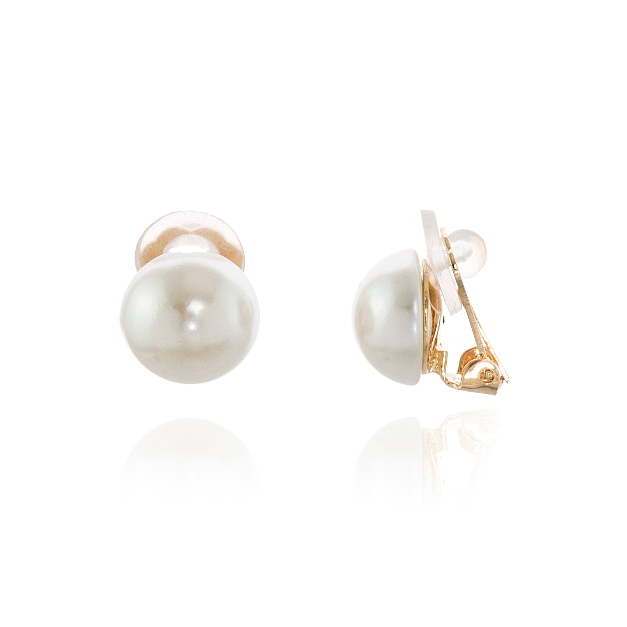 Bibi 12mm Pearl Gold Clip On Earrings