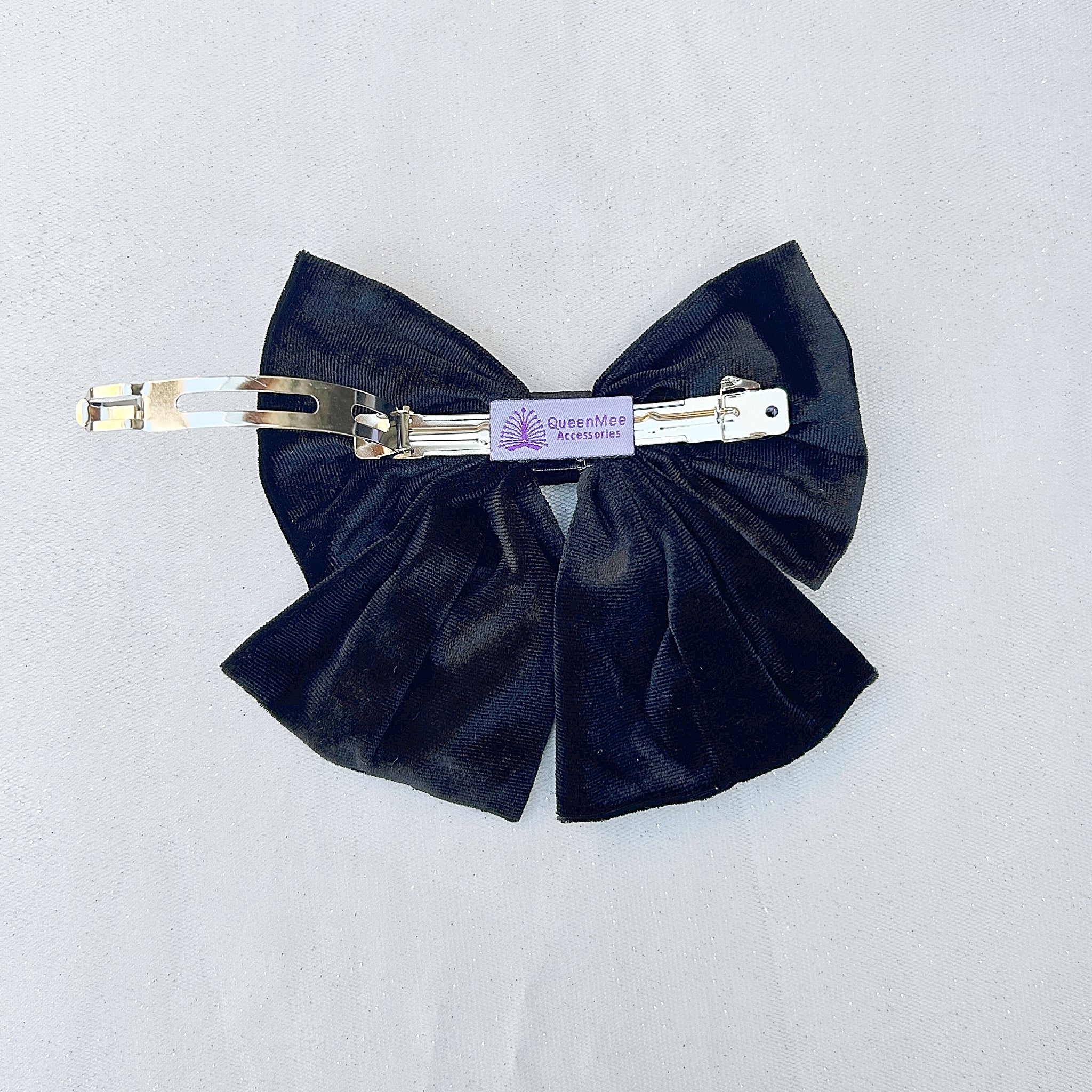 QueenMee Black Hair Bow Velvet Bow Hair Clip