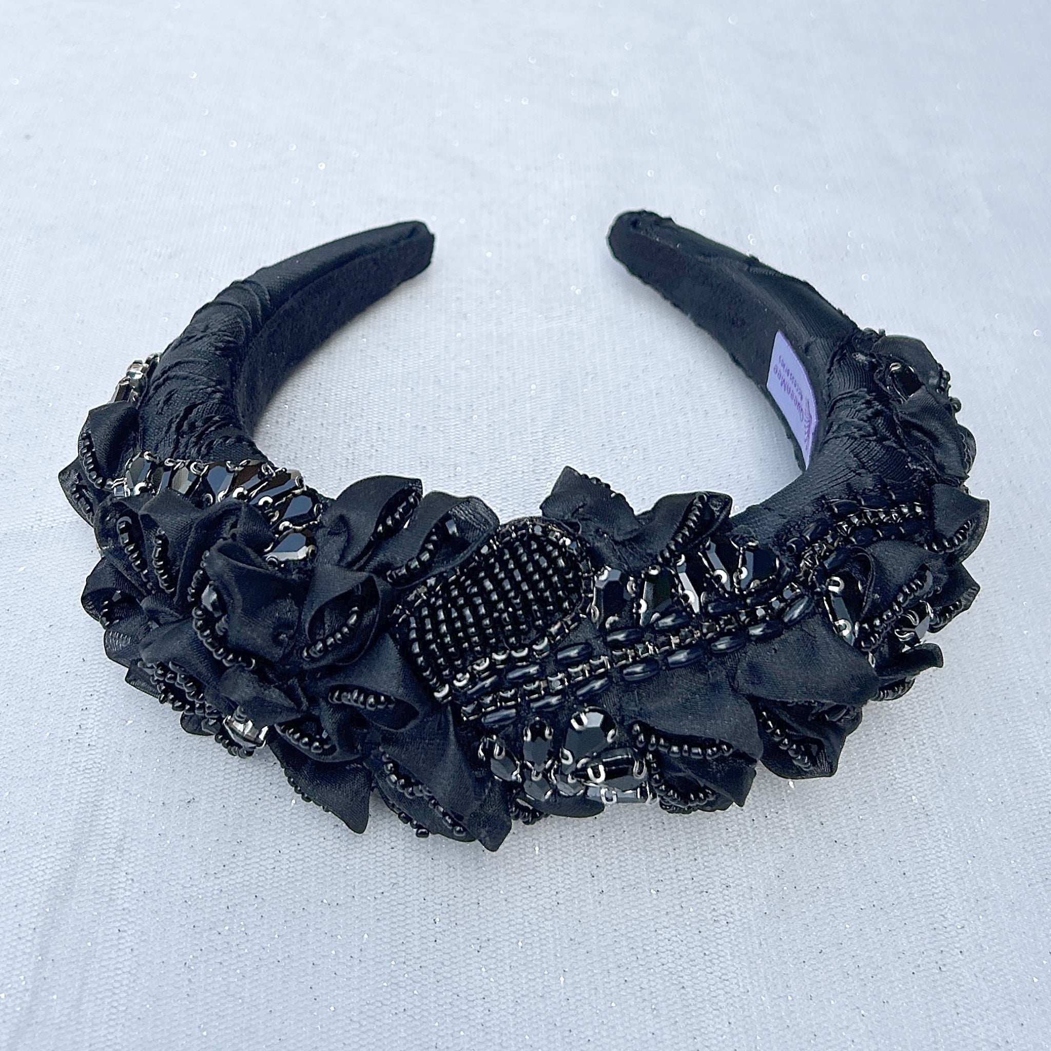 QueenMee Black Headpiece Races Headpiece Wedding Headpiece Black Crown Headpiece