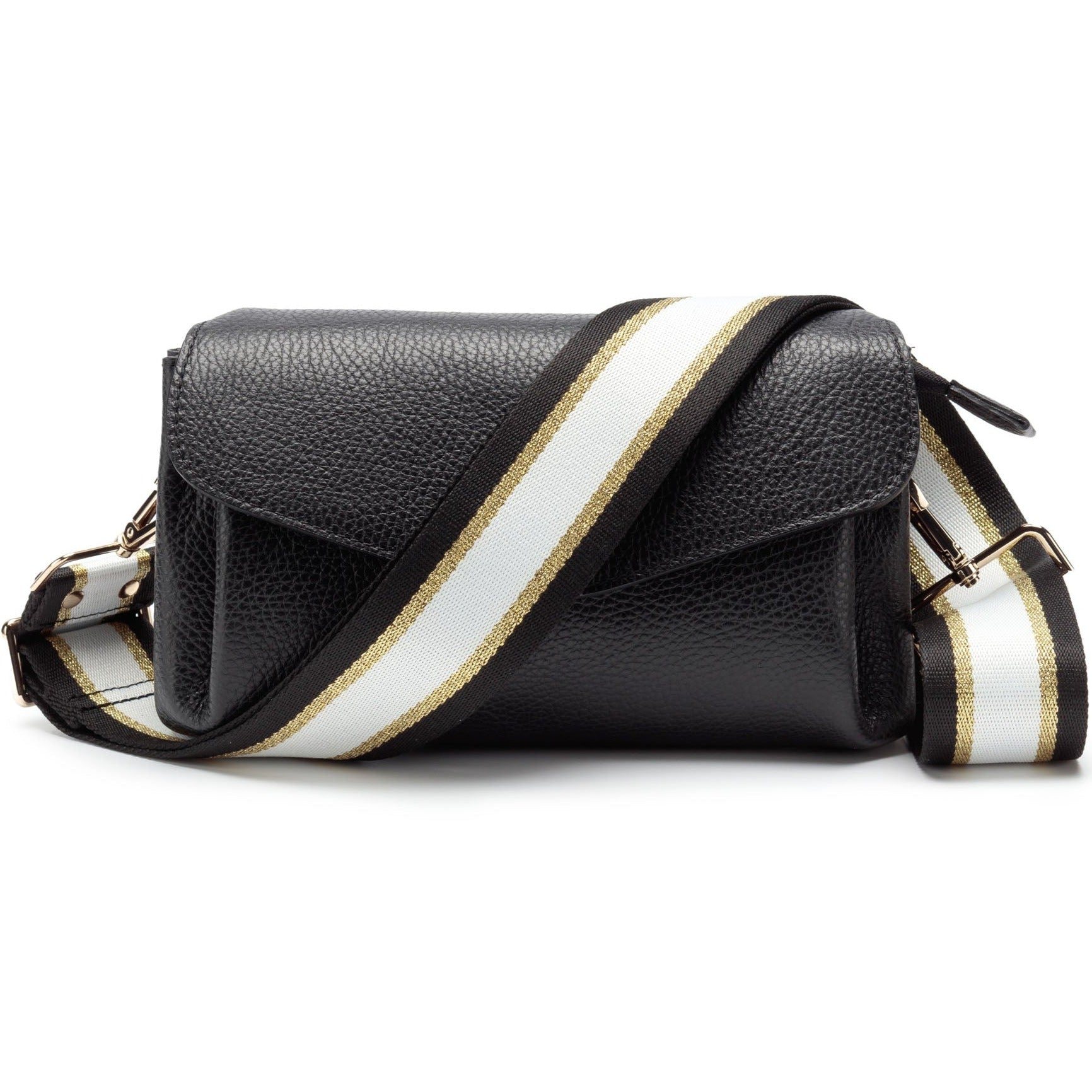 Elie Beaumont Envelope Black ( Black/White/Gold Strap)