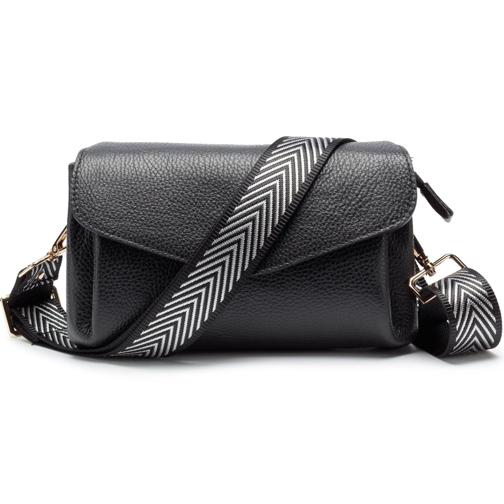 Elie Beaumont Envelope Black ( Silver Chevron Strap)