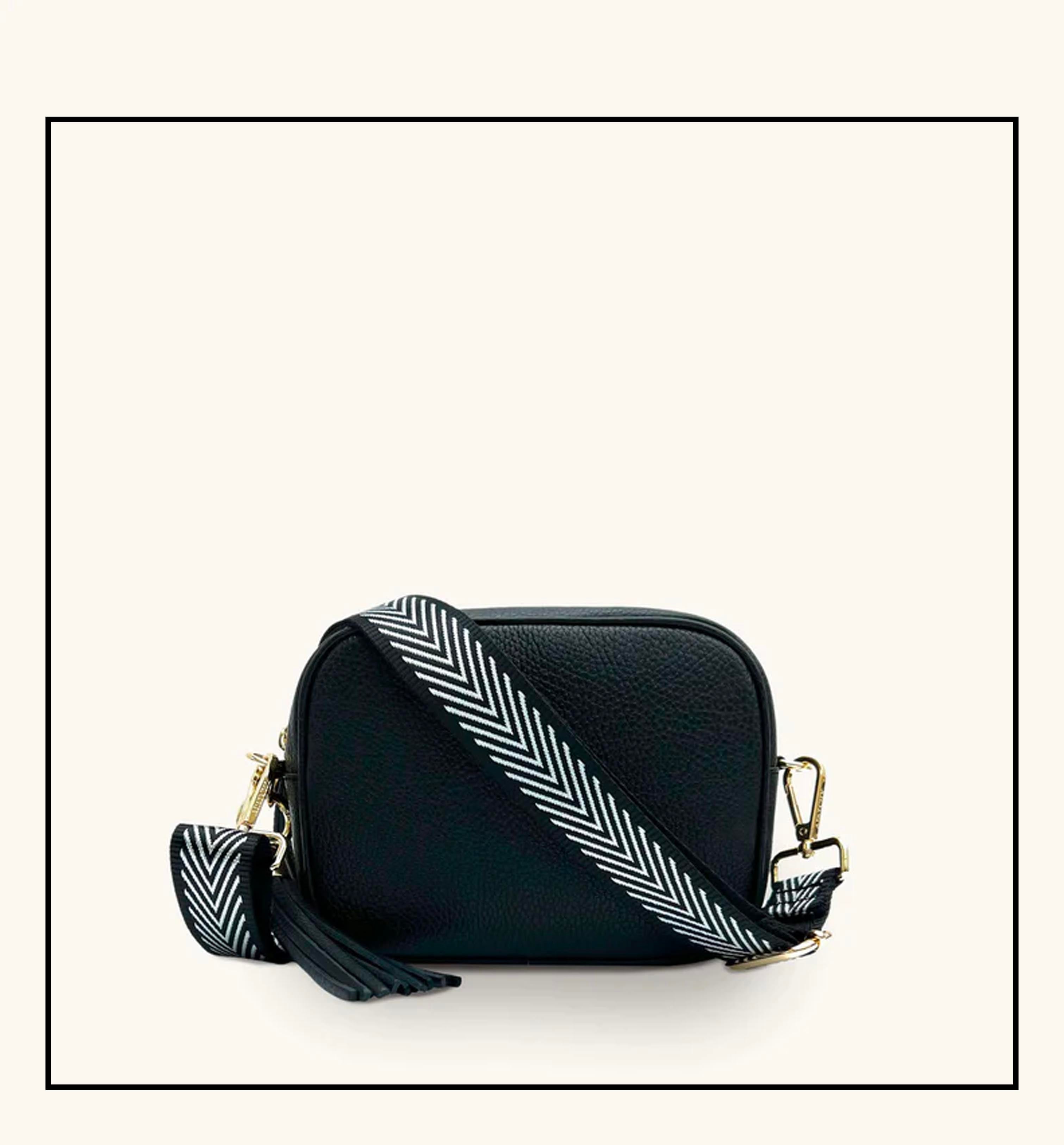 Apatchy London The Tassel  Leather Crossbody Bag With  & Silver Chevron Strap
