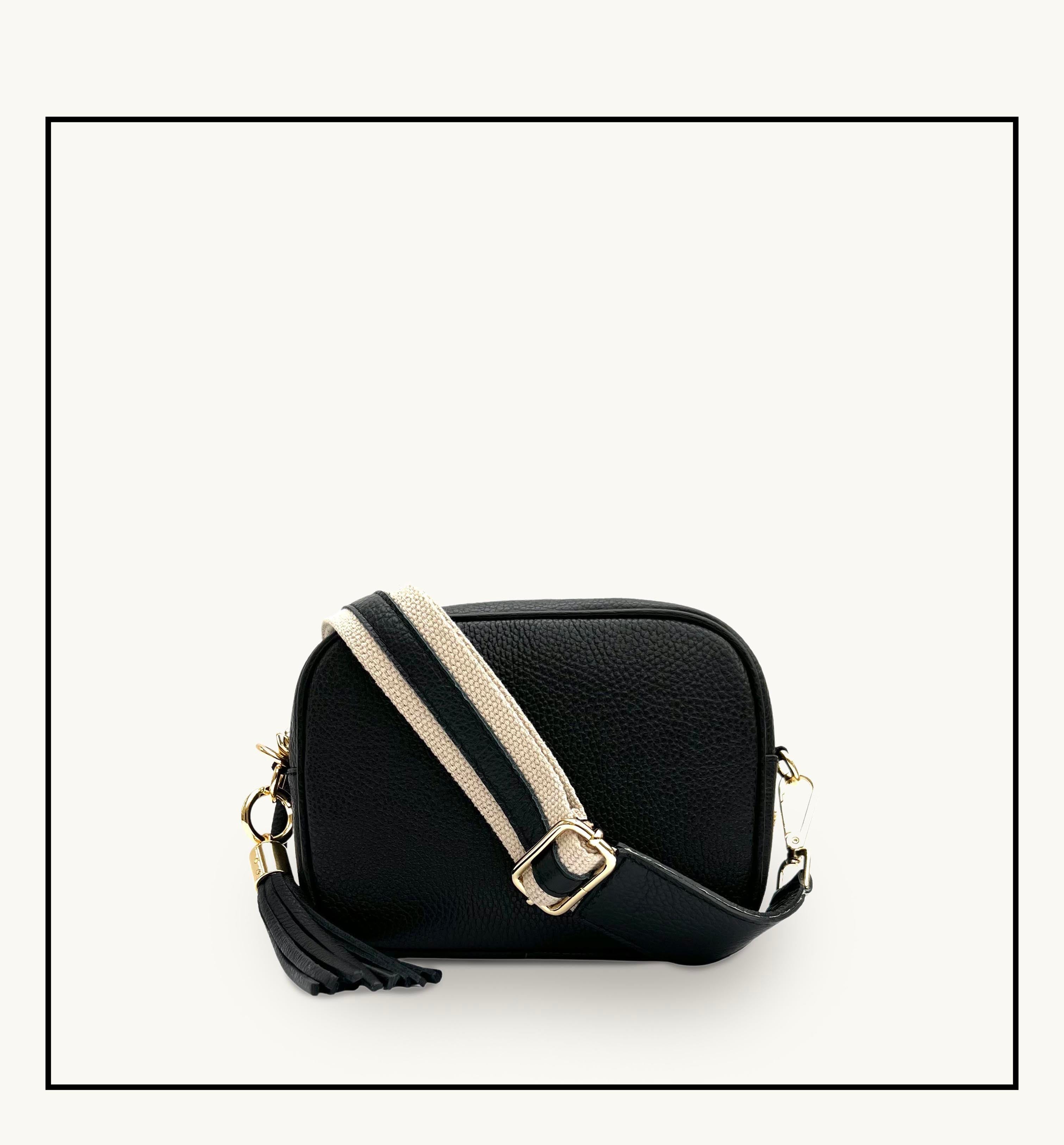Apatchy London The Tassel  Leather Crossbody Bag With Leather & Canvas Strap