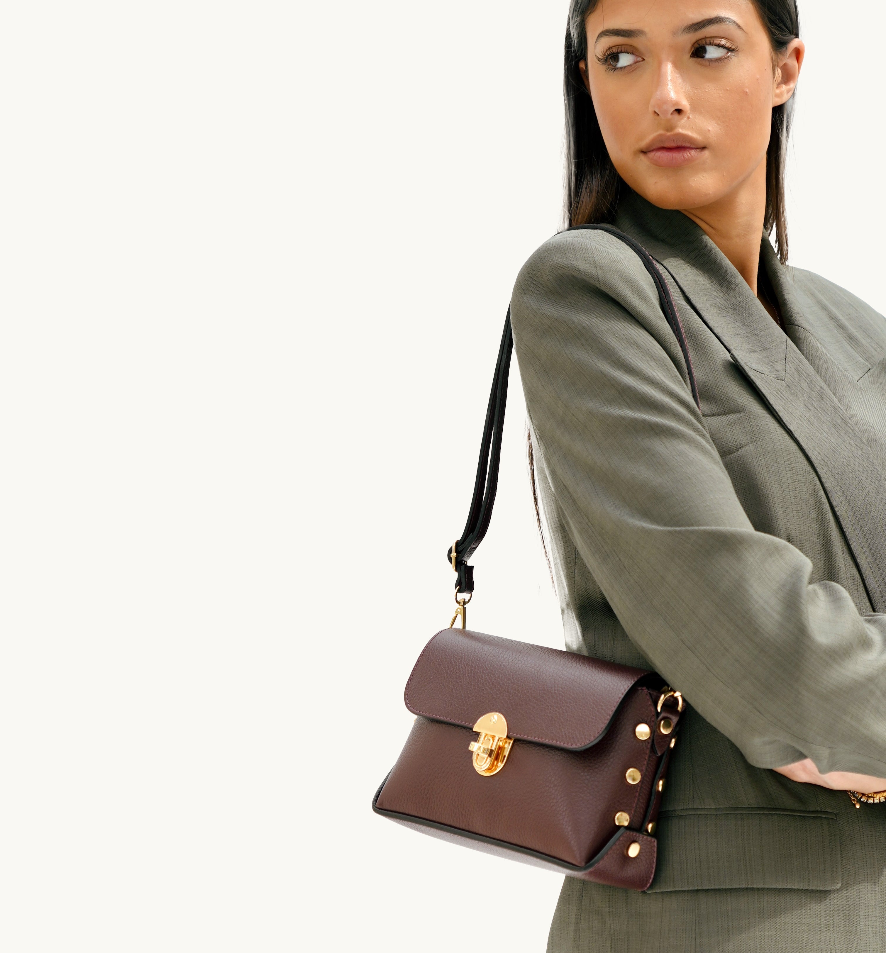 Apatchy London The Bloxsome Burgundy Leather Crossbody Bag With Gold Chain Strap