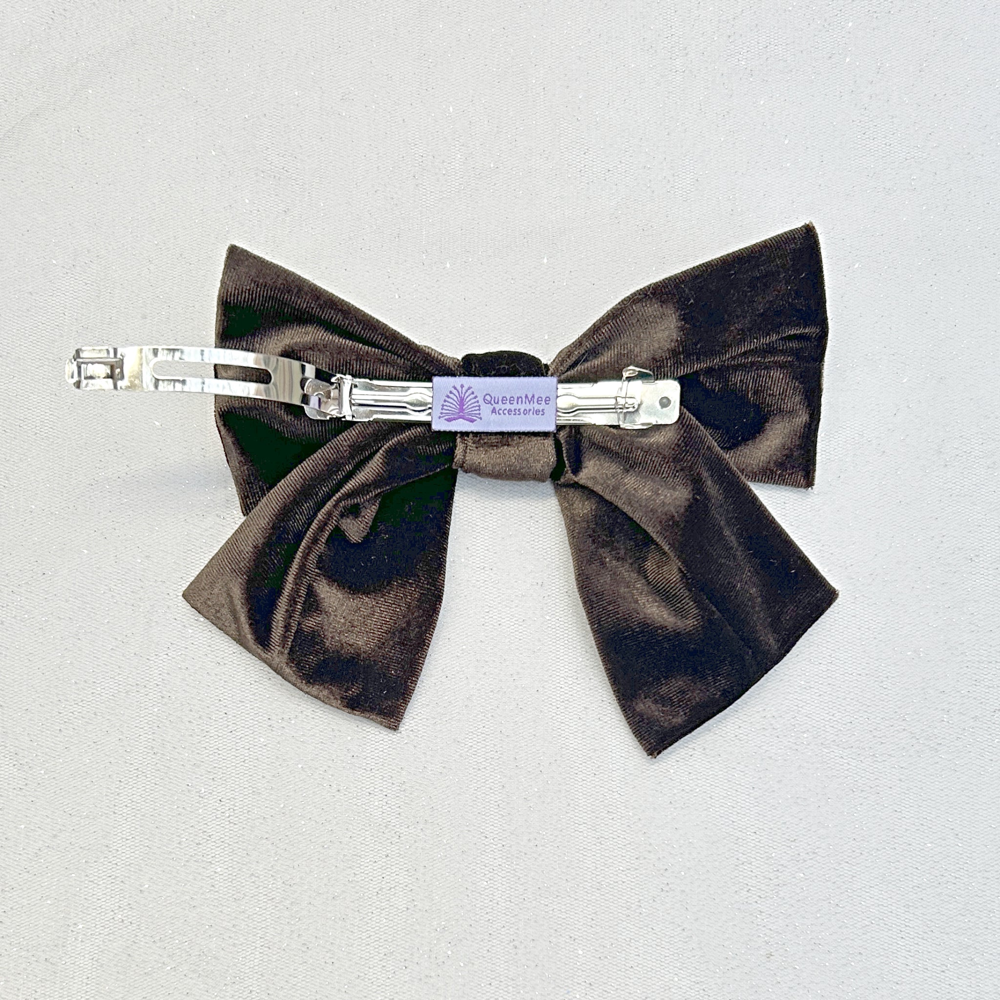 QueenMee Brown Hair Bow Velvet Bow Hair Clip