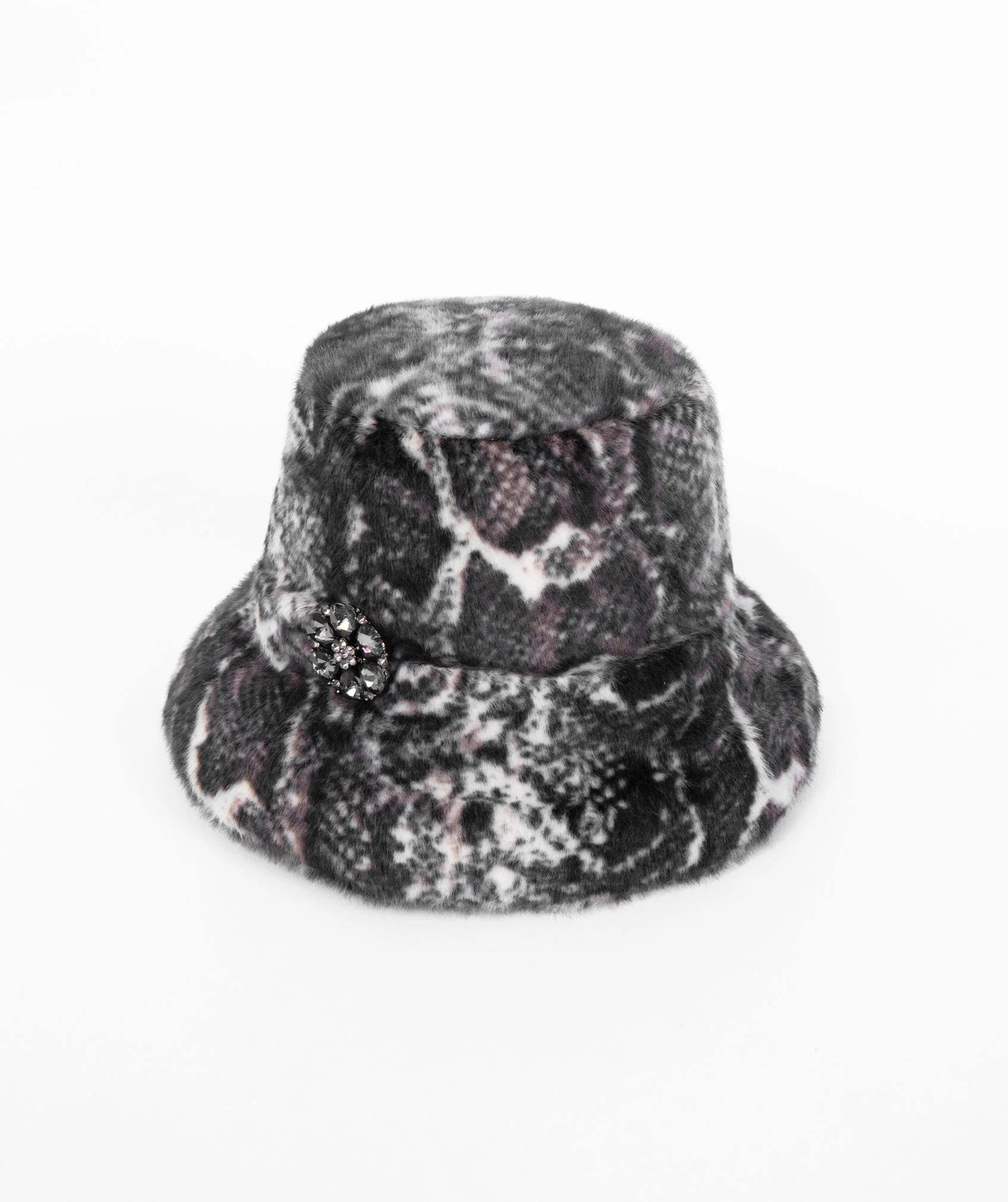 Winter Faux Fur Down Brim Hat - Grey - Accessories